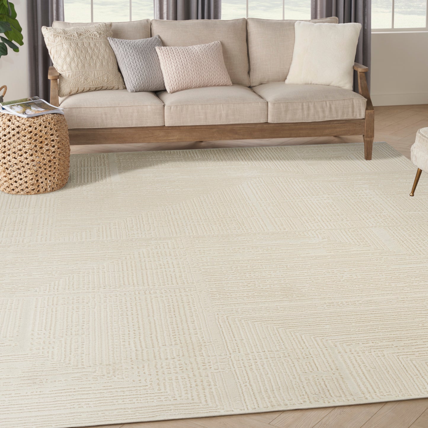 Nourison Sustainable Trends 7'10" x 9'10" Ivory Farmhouse Indoor Rug