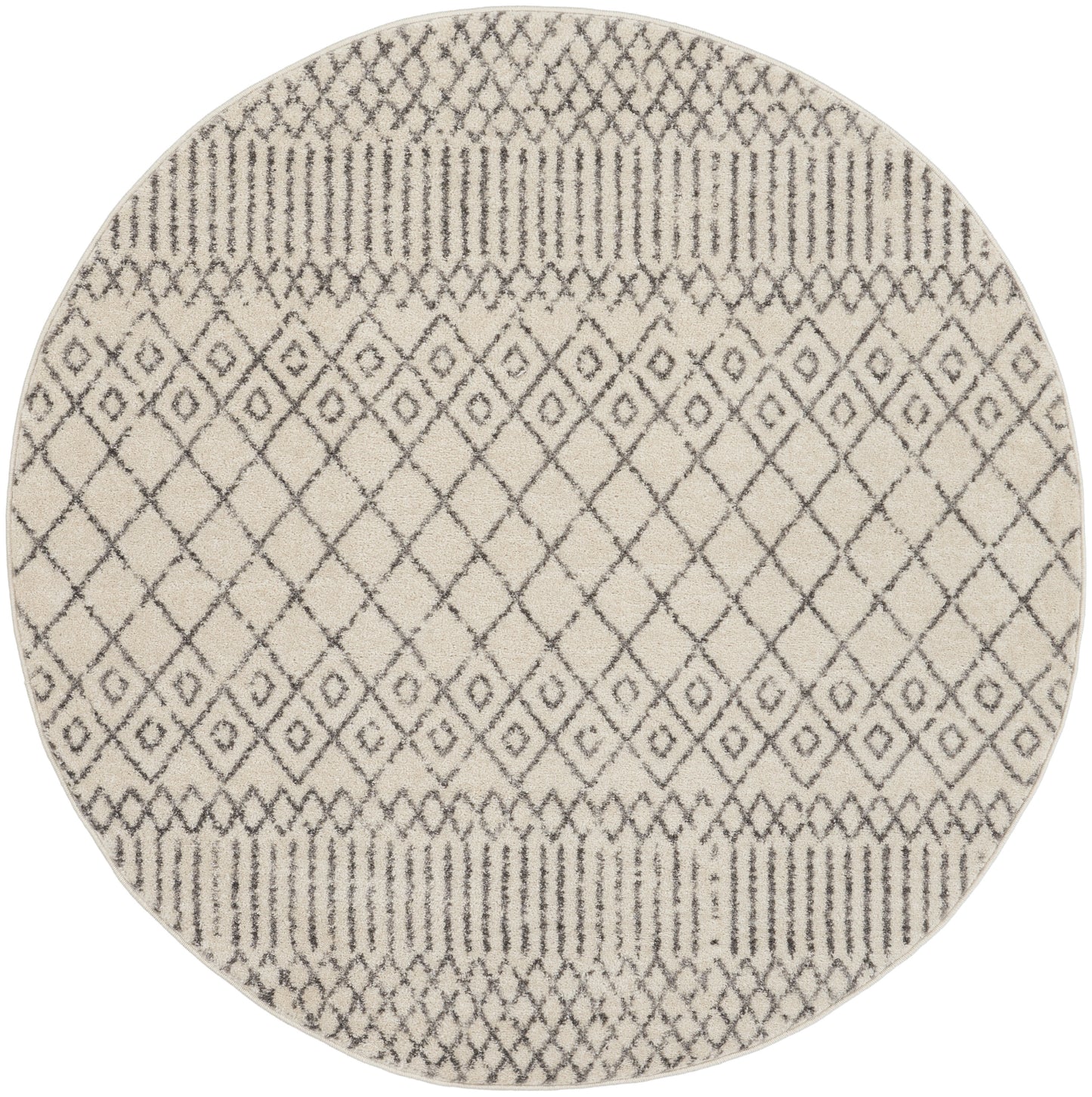 Nourison Passion 5' x Round Ivory/Grey Bohemian Indoor Rug