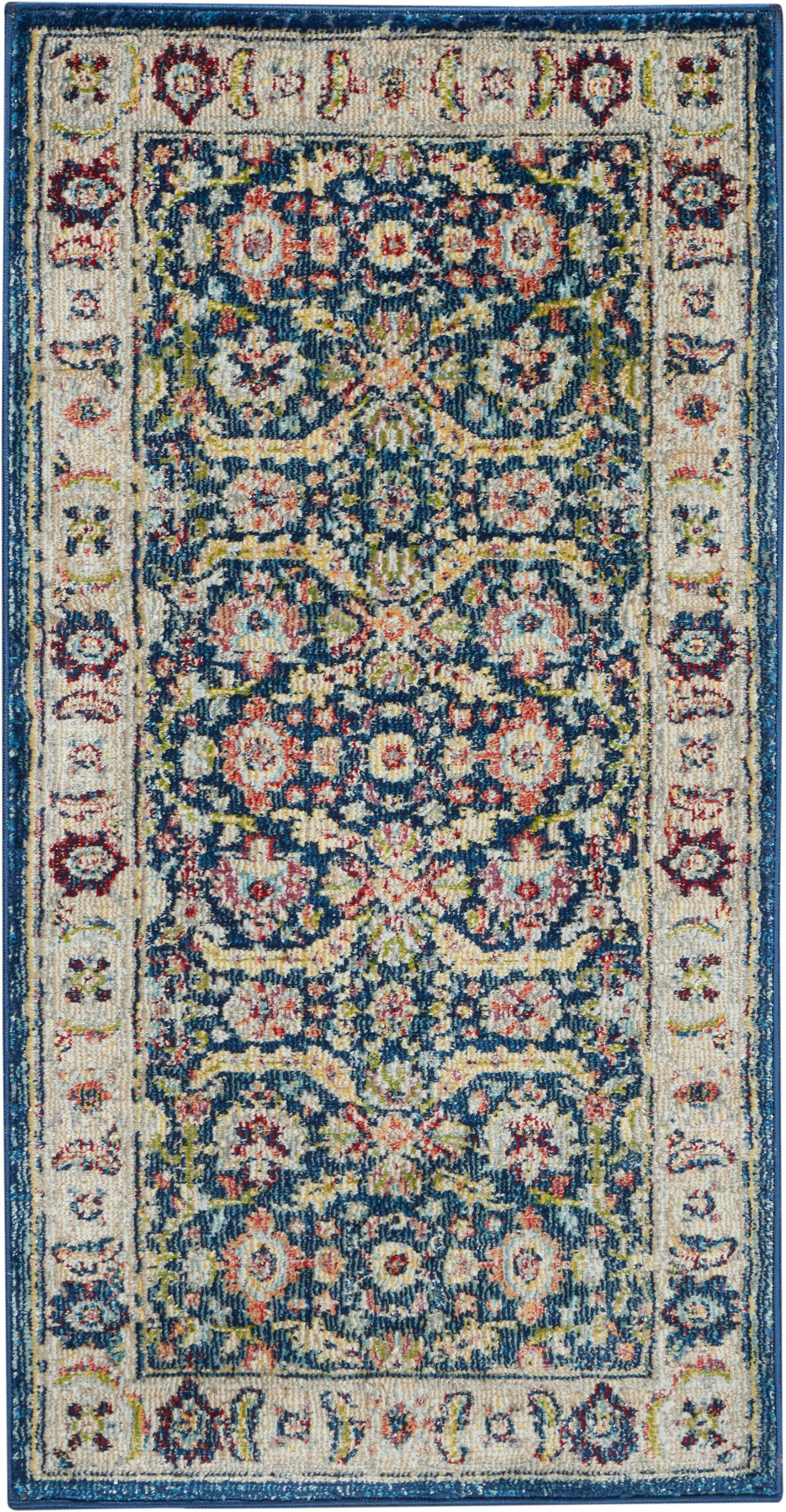 Nourison Ankara Global 2' x 4' Navy Multicolor Traditional Indoor Rug