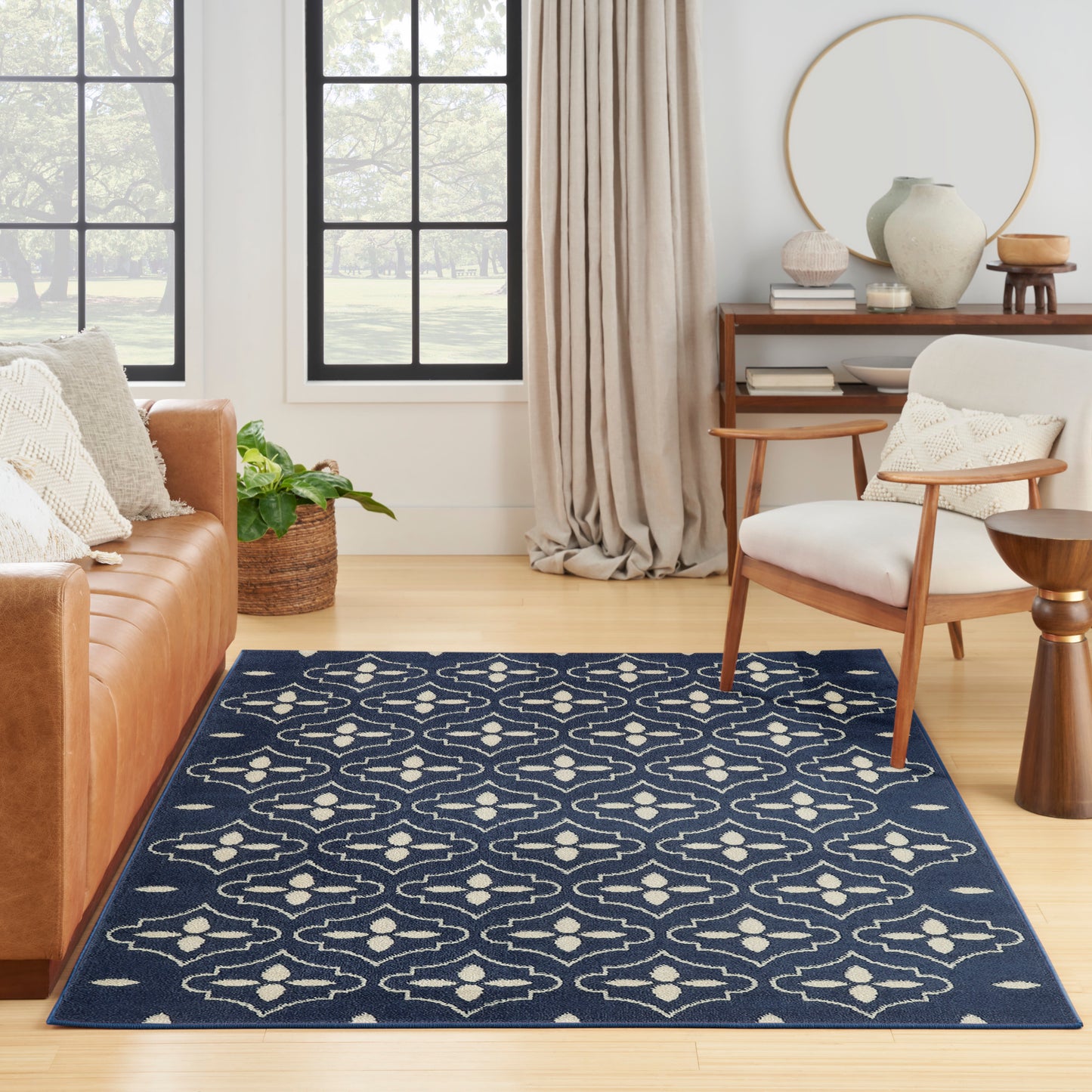 Nourison Nourison Essentials 4' x 6' Navy Ivory Modern Rug