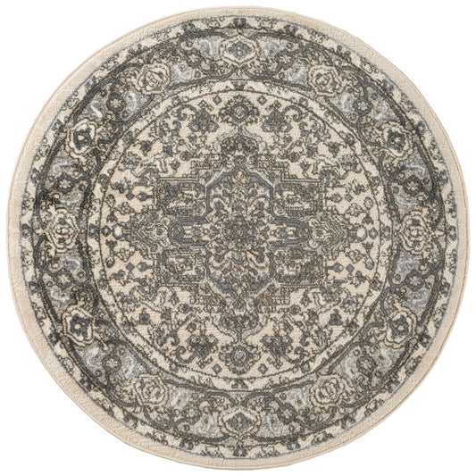 Nourison Quarry 4' x Round Ivory Blue Vintage Indoor Rug