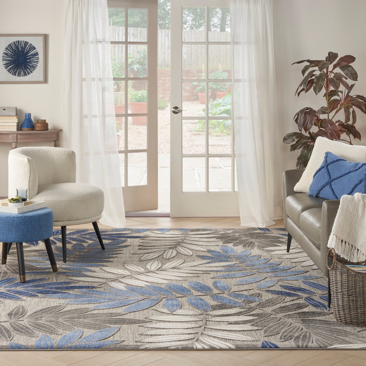 Nourison Aloha 9' x 12' Grey Blue Tropical Rug