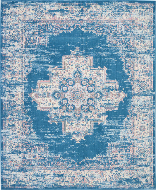 Nourison Grafix 7'10" x 9'10" Blue Vintage Indoor Rug