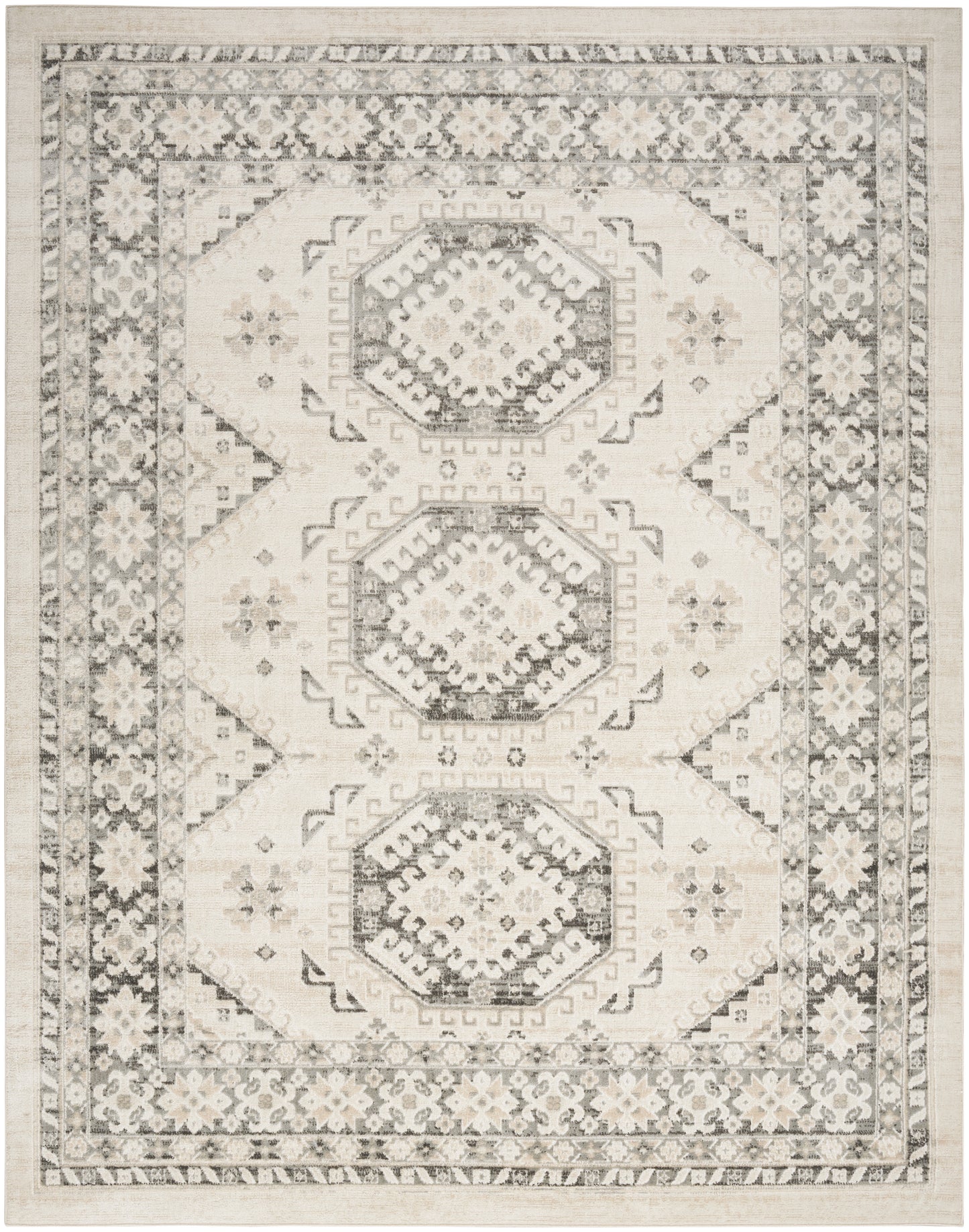 Nourison Serenity Home 7'10" x 9'10" Ivory Grey Vintage Indoor Rug