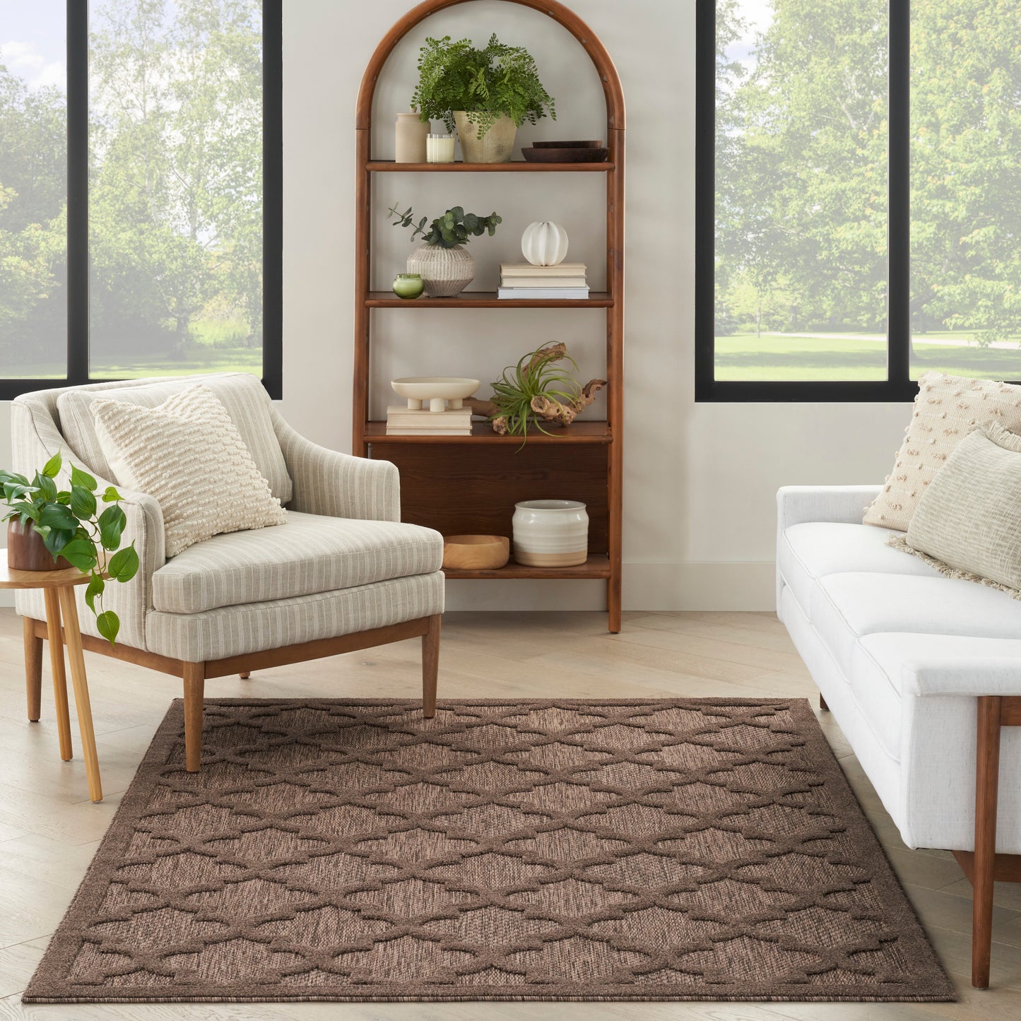 Nourison Easy Care 4' x 6' Brown Modern Rug