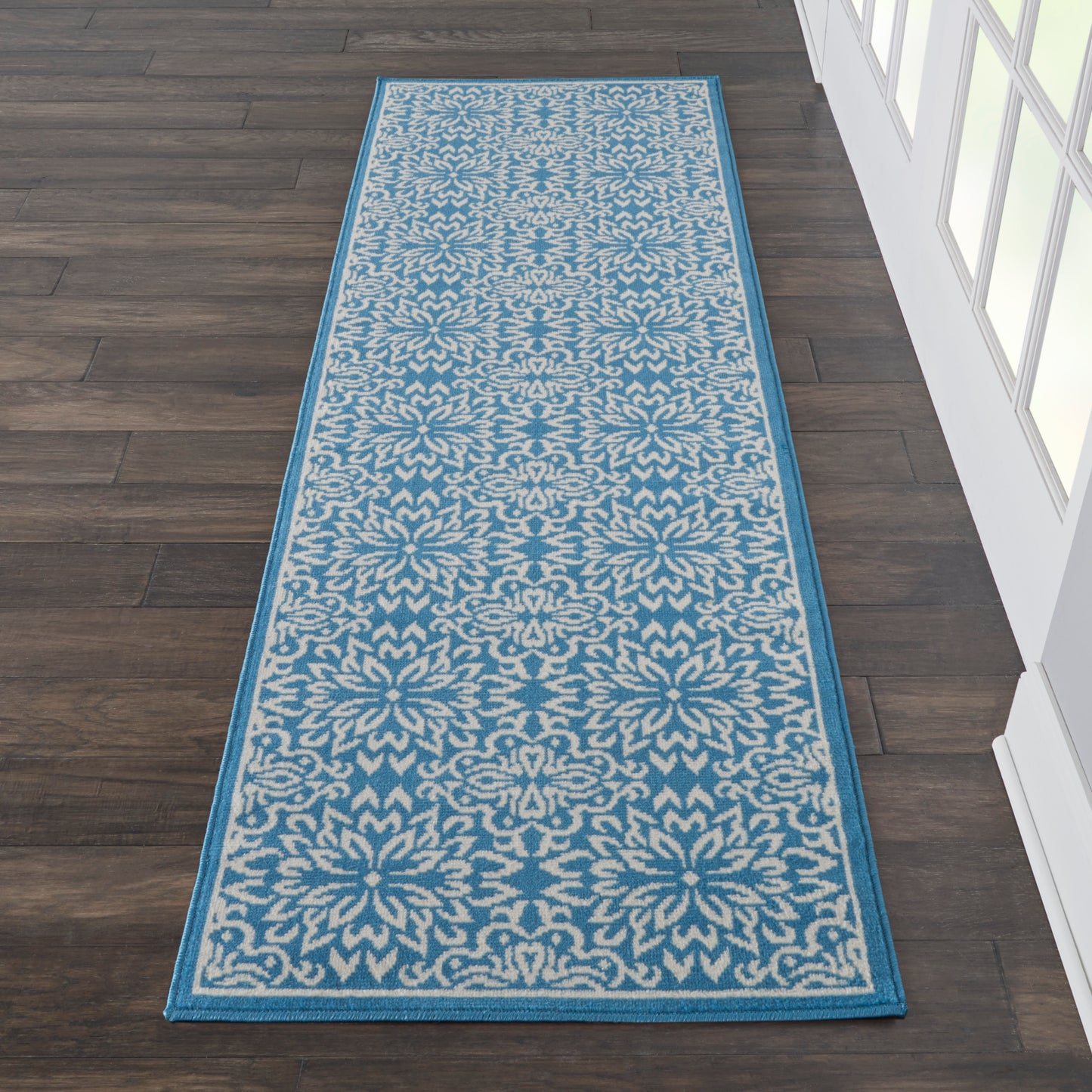 Nourison Jubilant 2'3" x 7'3" Ivory Blue Farmhouse Indoor Rug