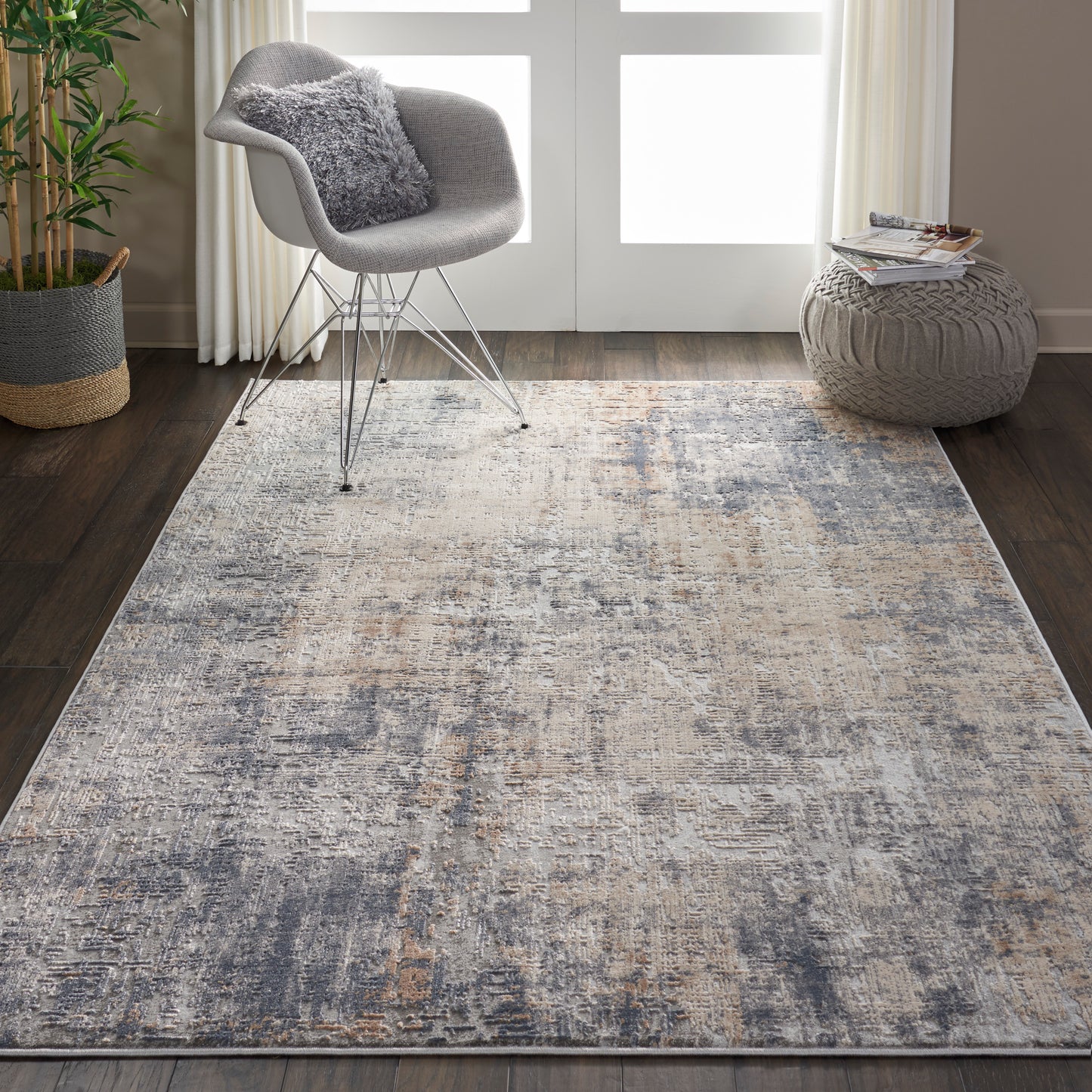 Nourison Rustic Textures 5'3" x 7'3" Grey Beige Modern Indoor Rug