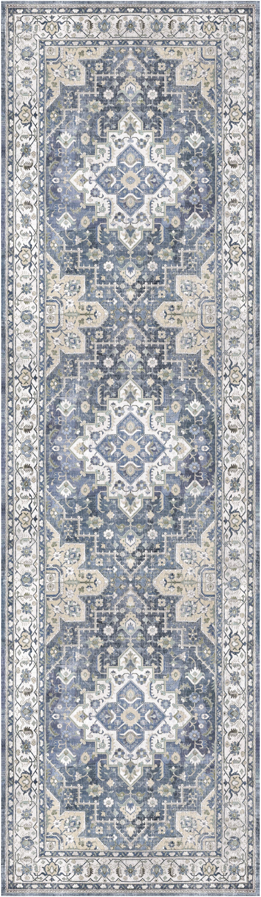 Nourison Vintage Home 2'2" x 7'6" Ivory Blue Bohemian Indoor Rug