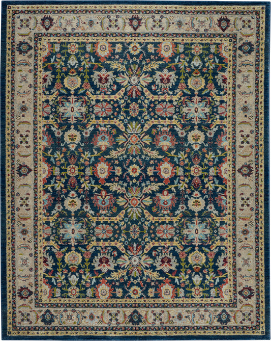 Nourison Ankara Global 8'10" x 11'10" Navy Multicolor Traditional Indoor Rug