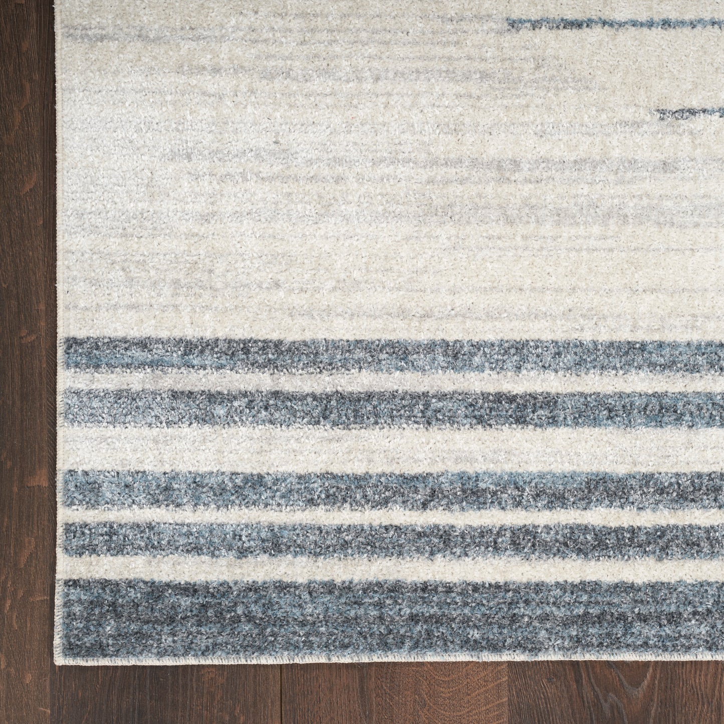 Nourison Astra Machine Washable 2'2" x 12' Ivory Blue Mid-Century Modern Indoor Rug