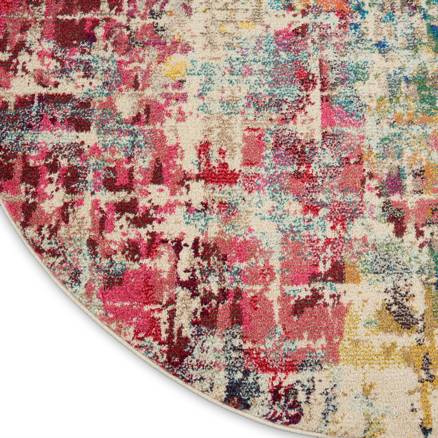 Nourison Celestial 5'3" x Round Pink/Multicolor Modern & Contemporary Indoor Rug