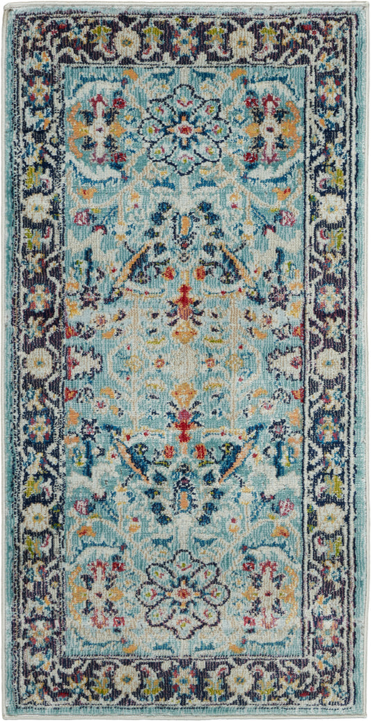 Nourison Ankara Global 2' x 4' Teal Multicolor Bohemian Indoor Rug