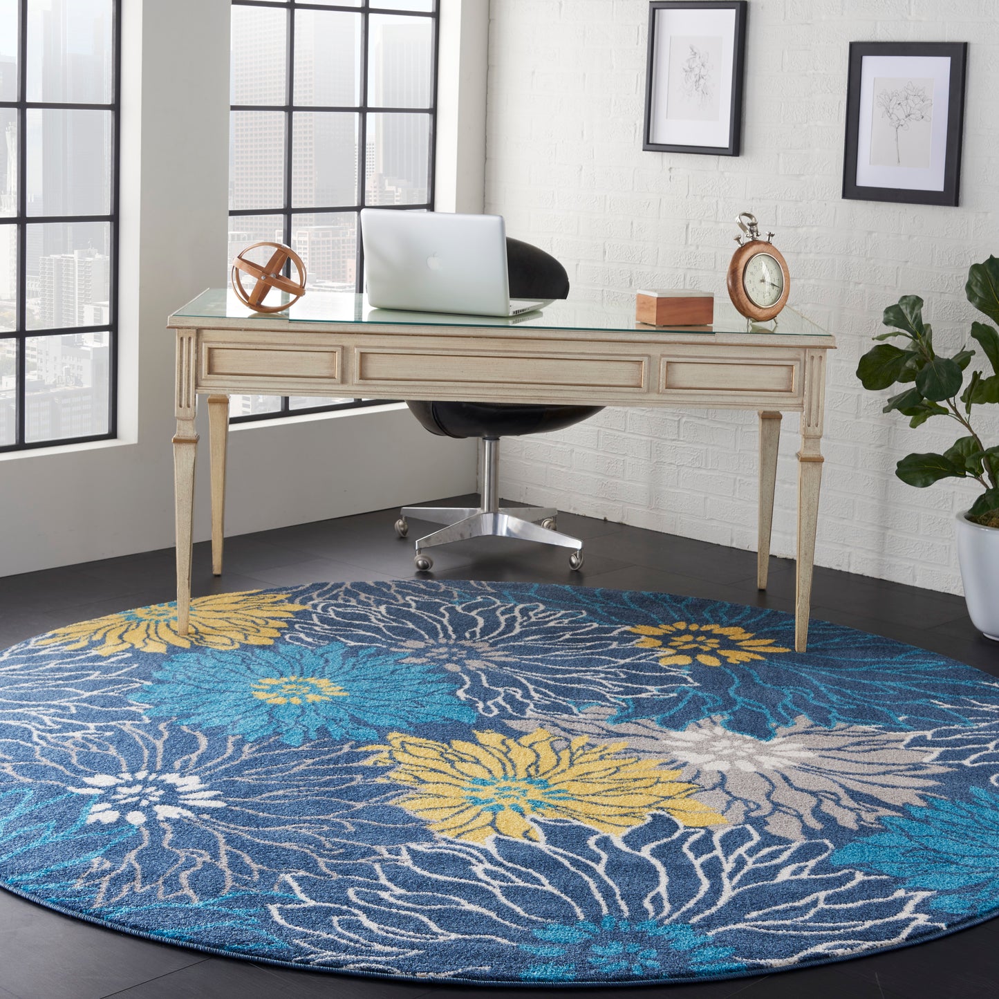 Nourison Passion 8' x Round Blue Contemporary Indoor Rug