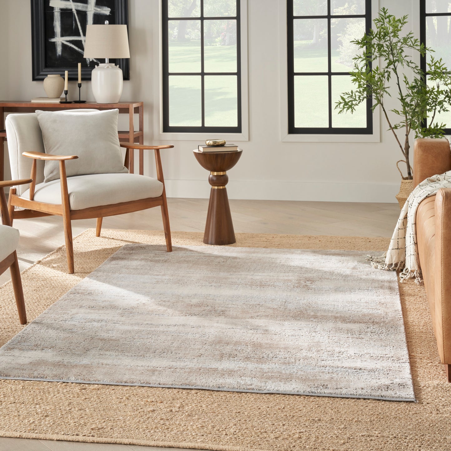 Nourison Natural Jute 6' x 9' Bleached Farmhouse Indoor Rug