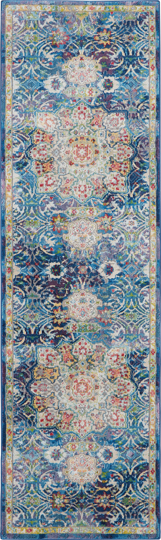 Nourison Ankara Global 2' x 6' Blue Vintage Indoor Rug