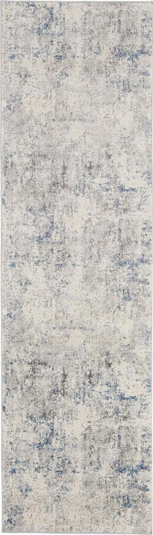 Nourison Rustic Textures 2'2" x 7'6" Ivory/Grey/Blue Modern Indoor Rug