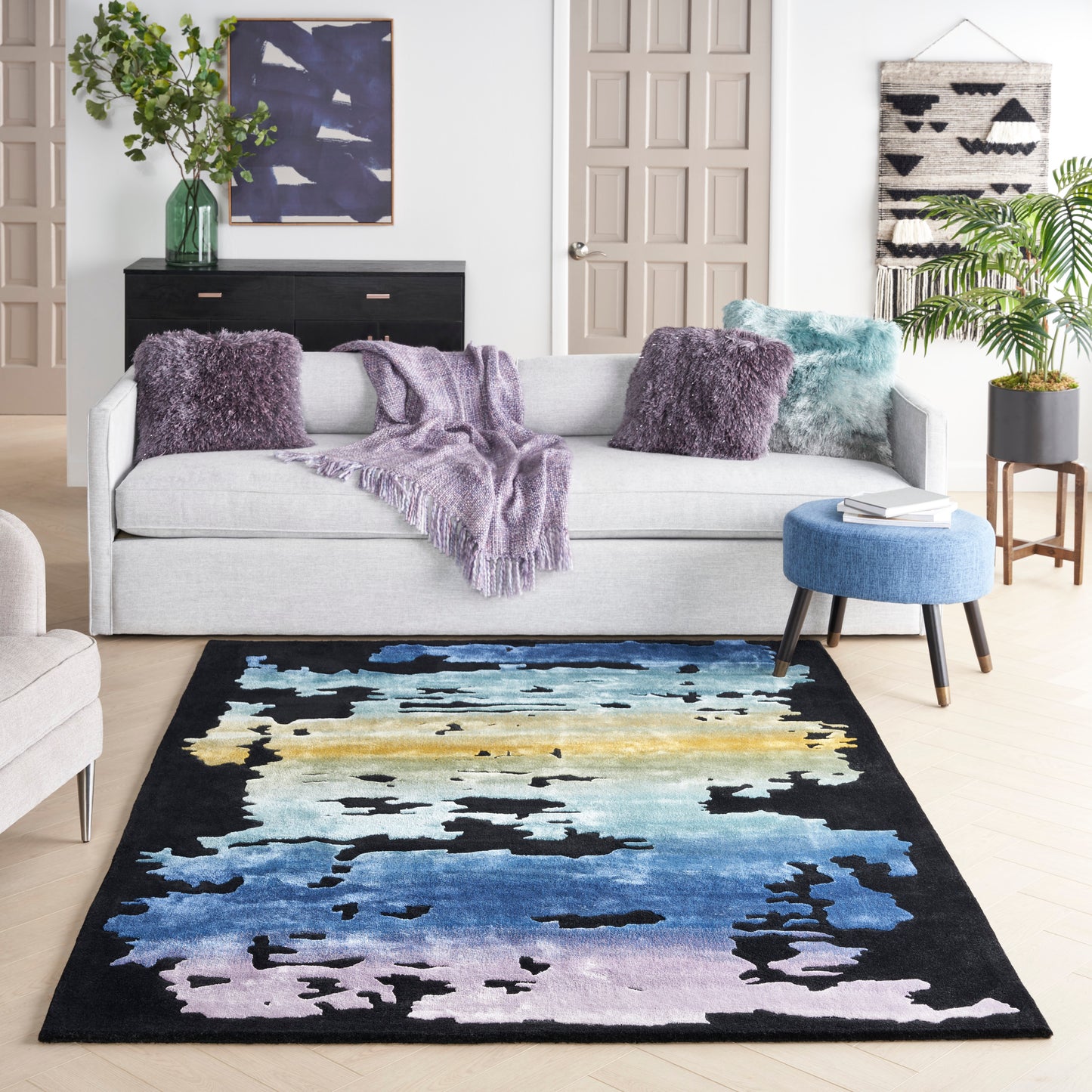 Nourison Prismatic 5'6" x 7'5" Black Multicolor Modern Indoor Rug