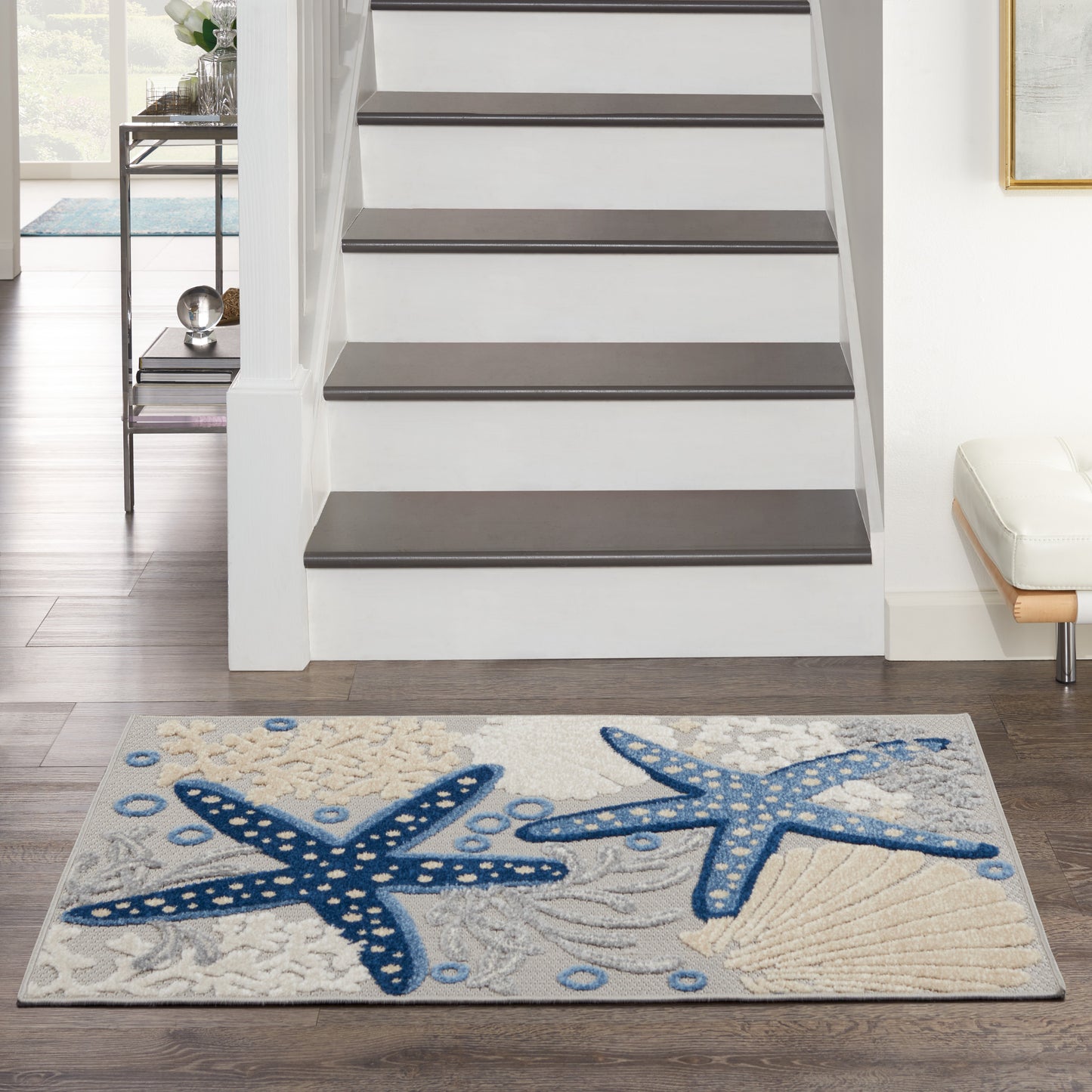 Nourison Aloha 2'8" x 4' Blue Grey Coastal, Nautical & Beach Rug