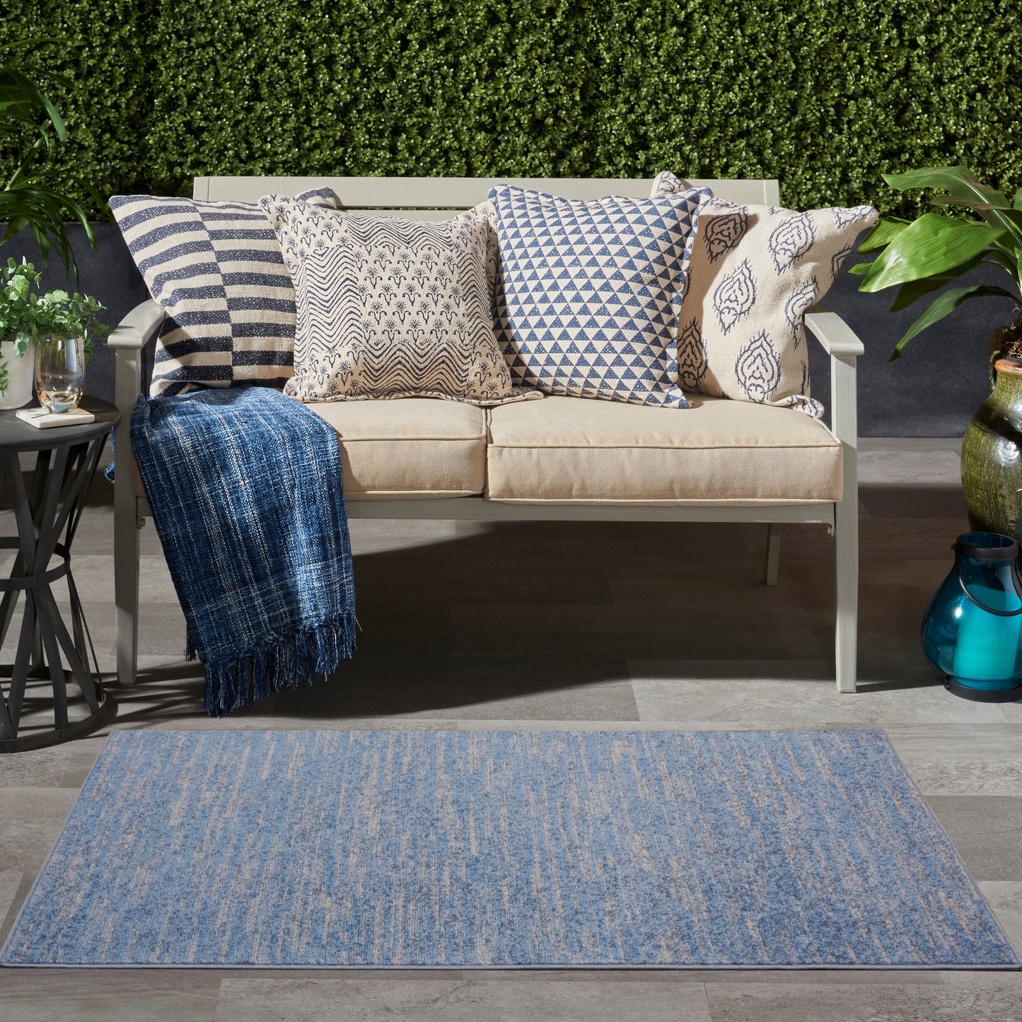 Nourison Nourison Essentials 3' x 5' Blue/Grey Outdoor Rug