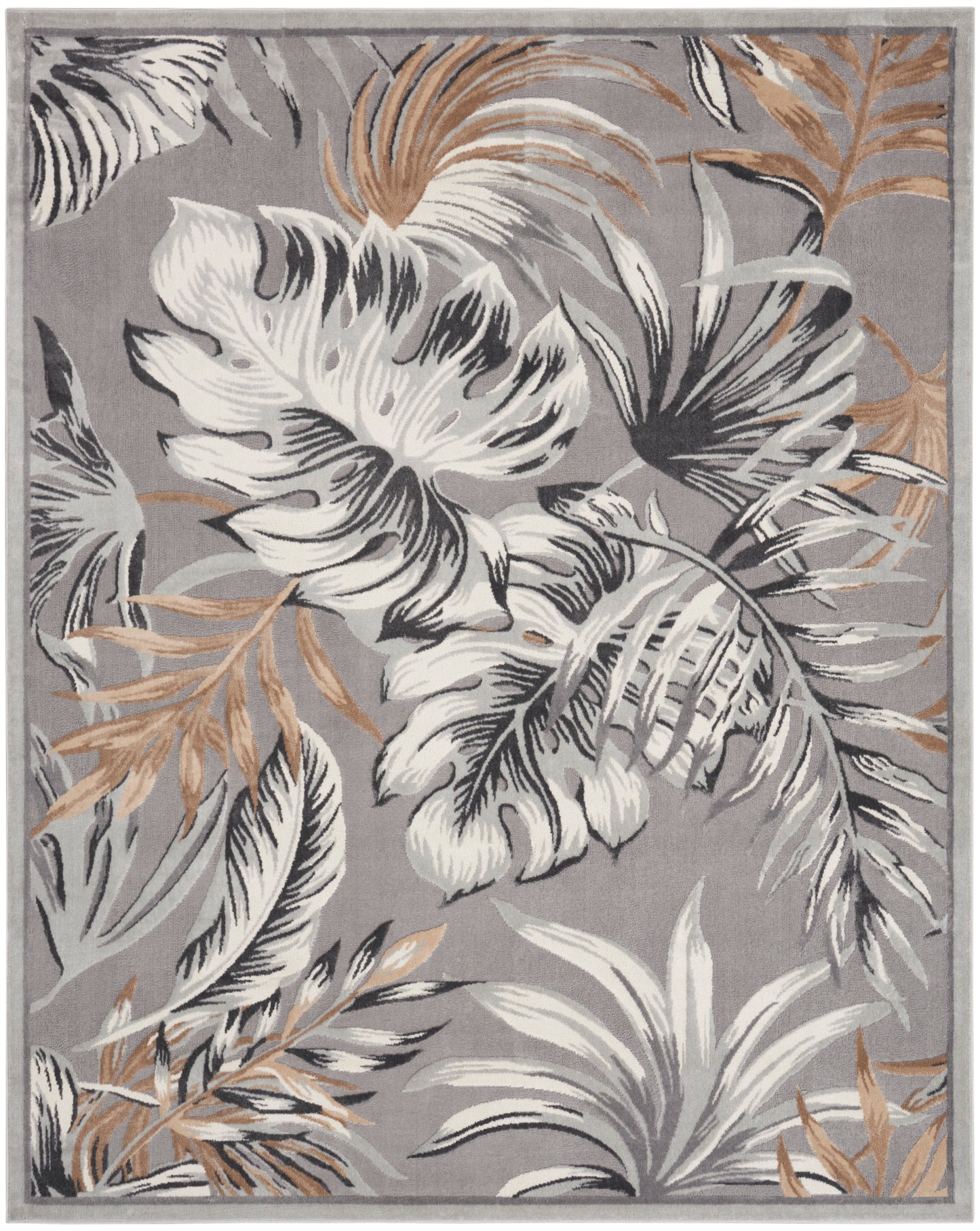 Nourison Seaside 7'10" x 9'10" Grey Tropical Indoor Rug