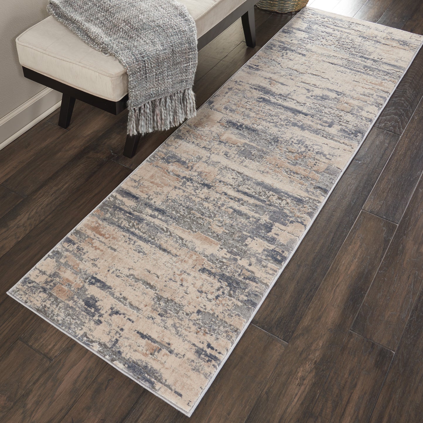 Nourison Rustic Textures 2'2" x 7'6" Beige Grey Modern Indoor Rug