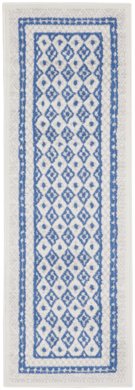 Nourison Whimsicle 2' x 6' Ivory Blue Farmhouse Indoor Rug