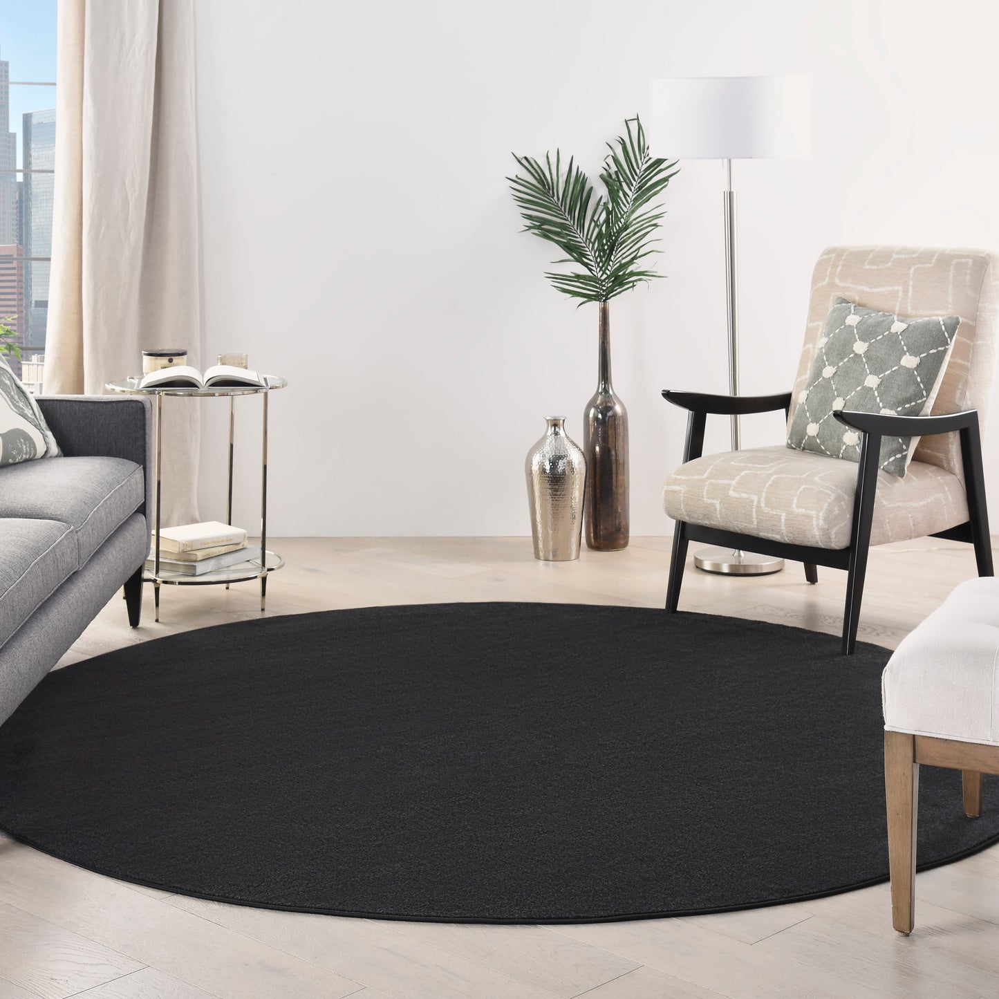 Nourison Nourison Essentials 8' x Round Black Outdoor Rug