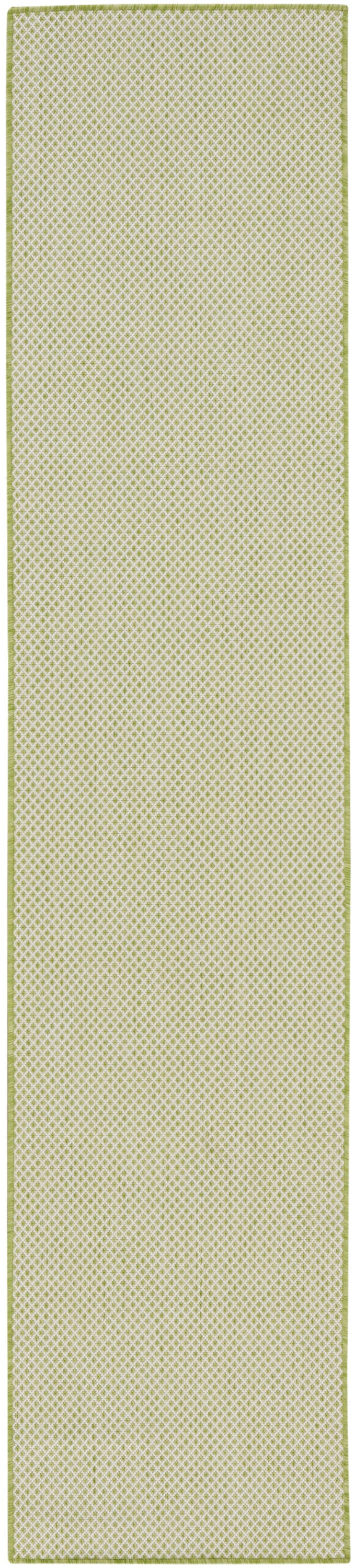 Nourison Courtyard 2'2" x 8' Ivory Green Modern Rug