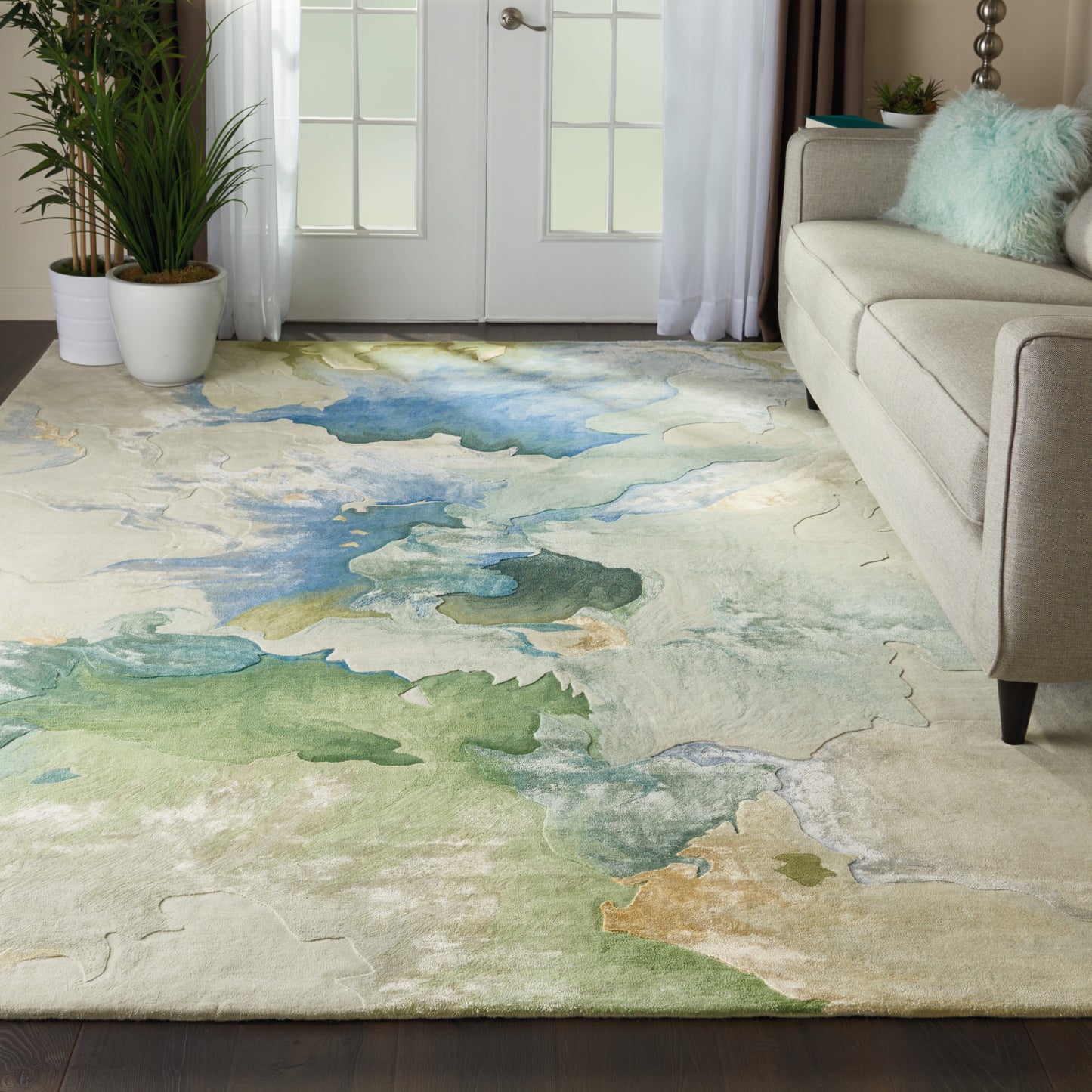 Nourison Prismatic 7'9" x 9'9" Seafoam Modern Indoor Rug