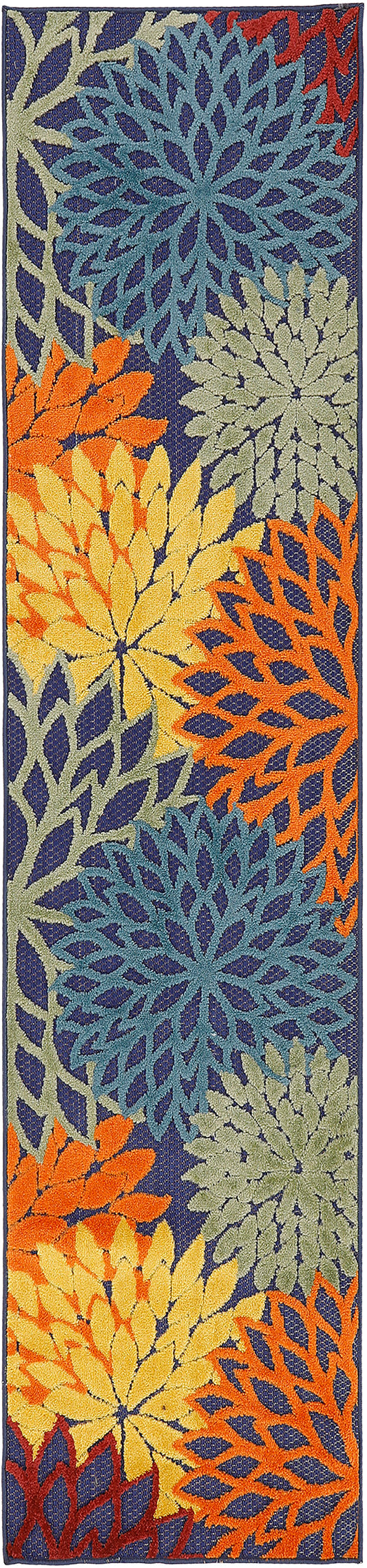 Nourison Aloha 2'3" x 8' Navy Multicolor Outdoor Rug