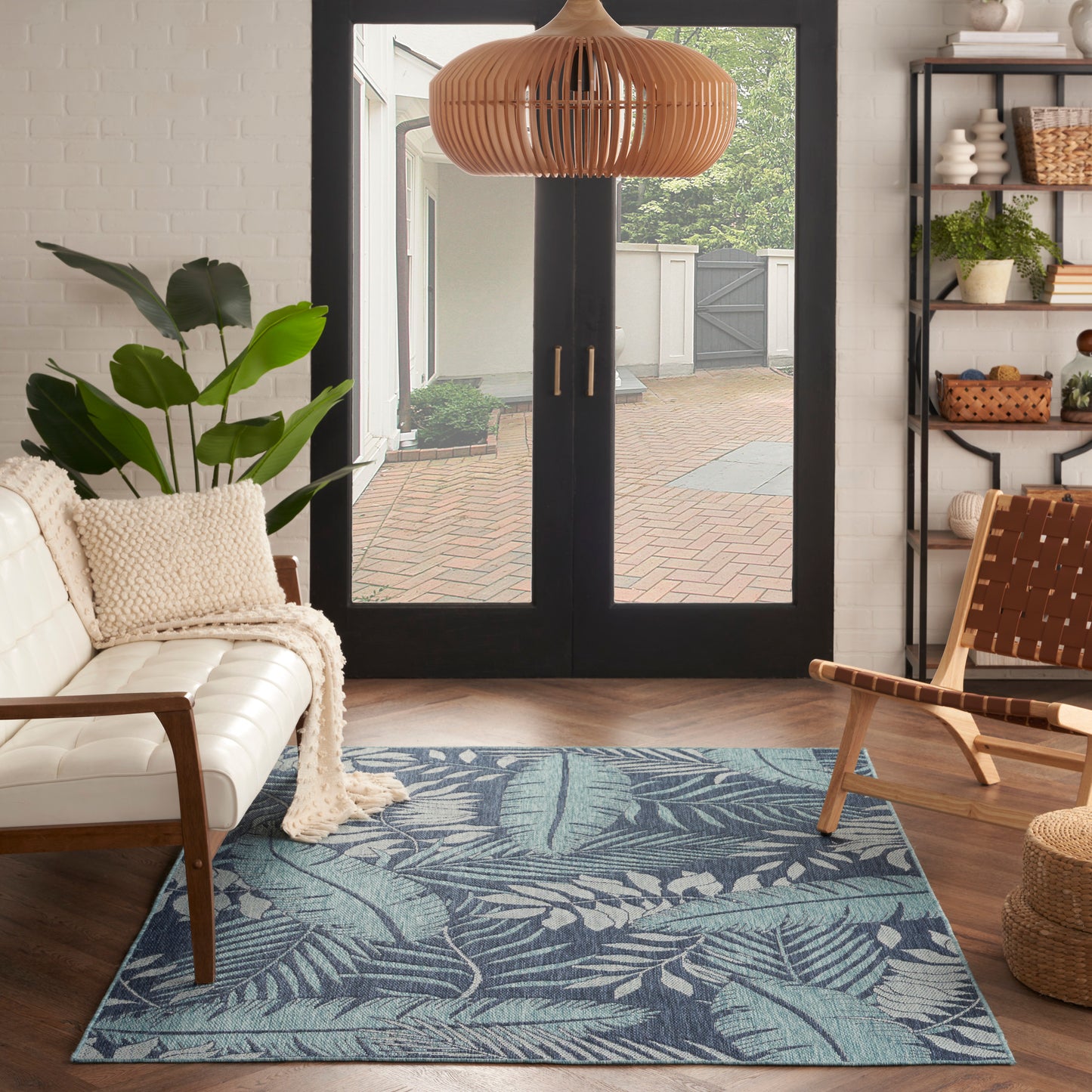 Nourison Garden Oasis 4' x 6' Navy Tropical Rug