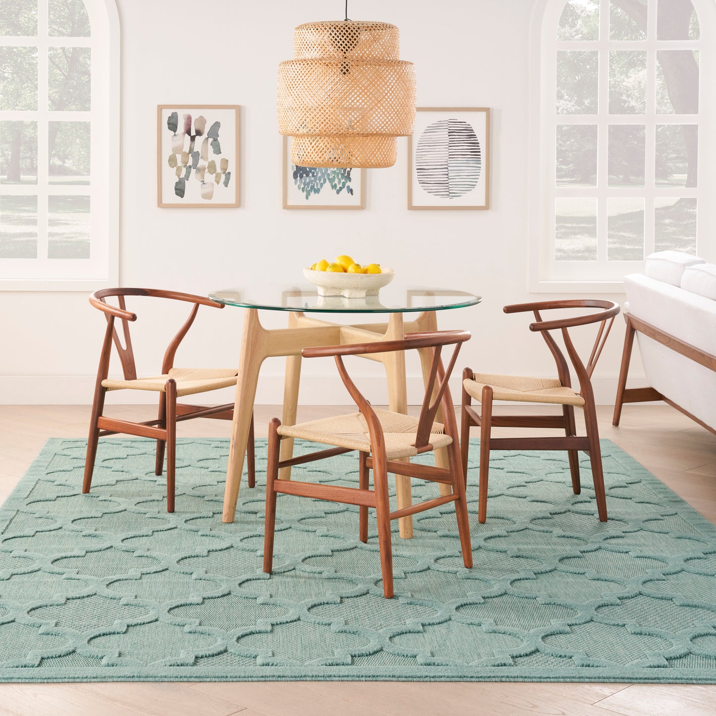 Nourison Easy Care 7' x 10' Aqua Teal Modern Rug