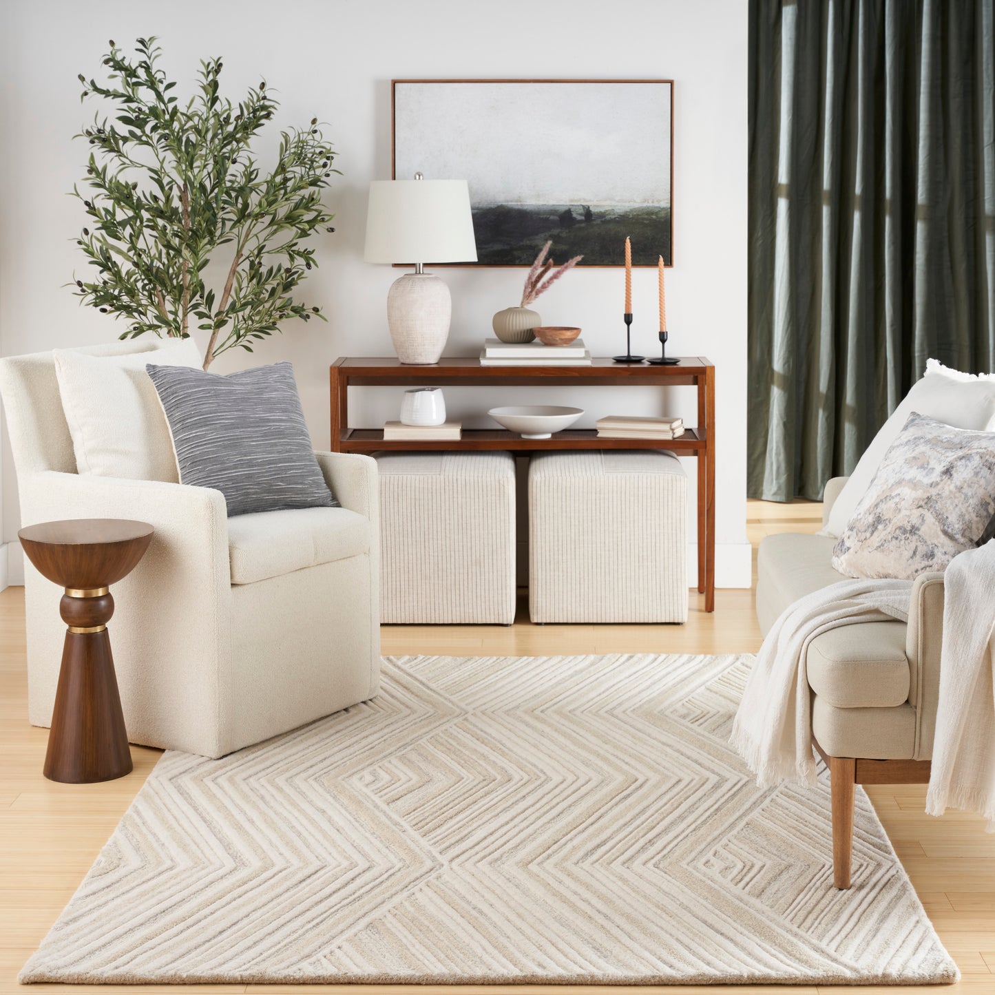 Nourison Graceful 5'3" x 7'3" Ivory Modern Indoor Rug