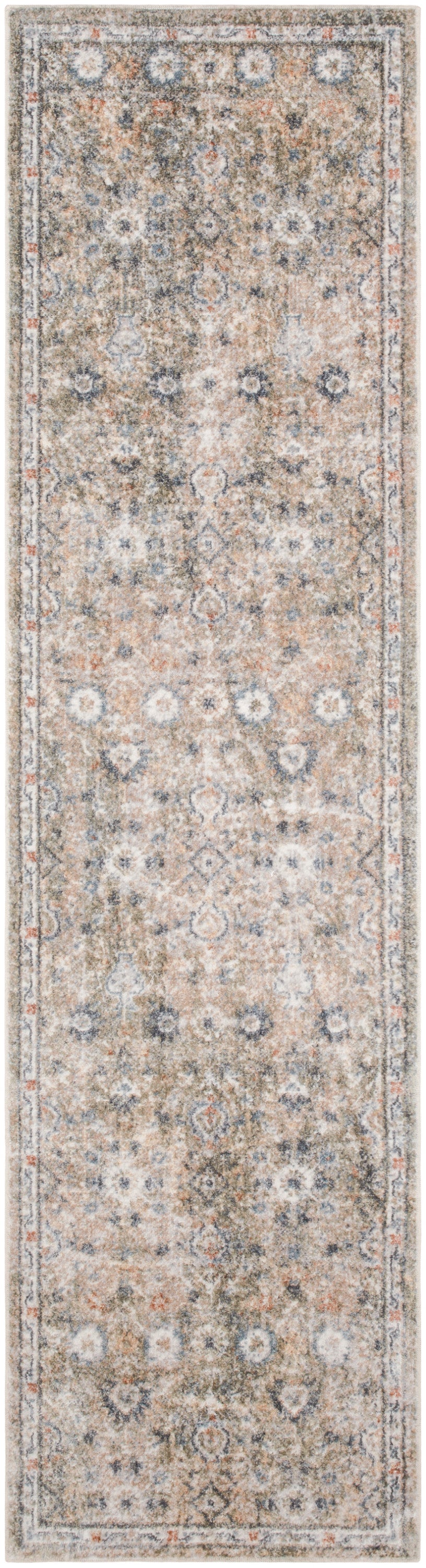 Nourison Astra Machine Washable 2'2" x 8' Silver Taupe Vintage Indoor Rug