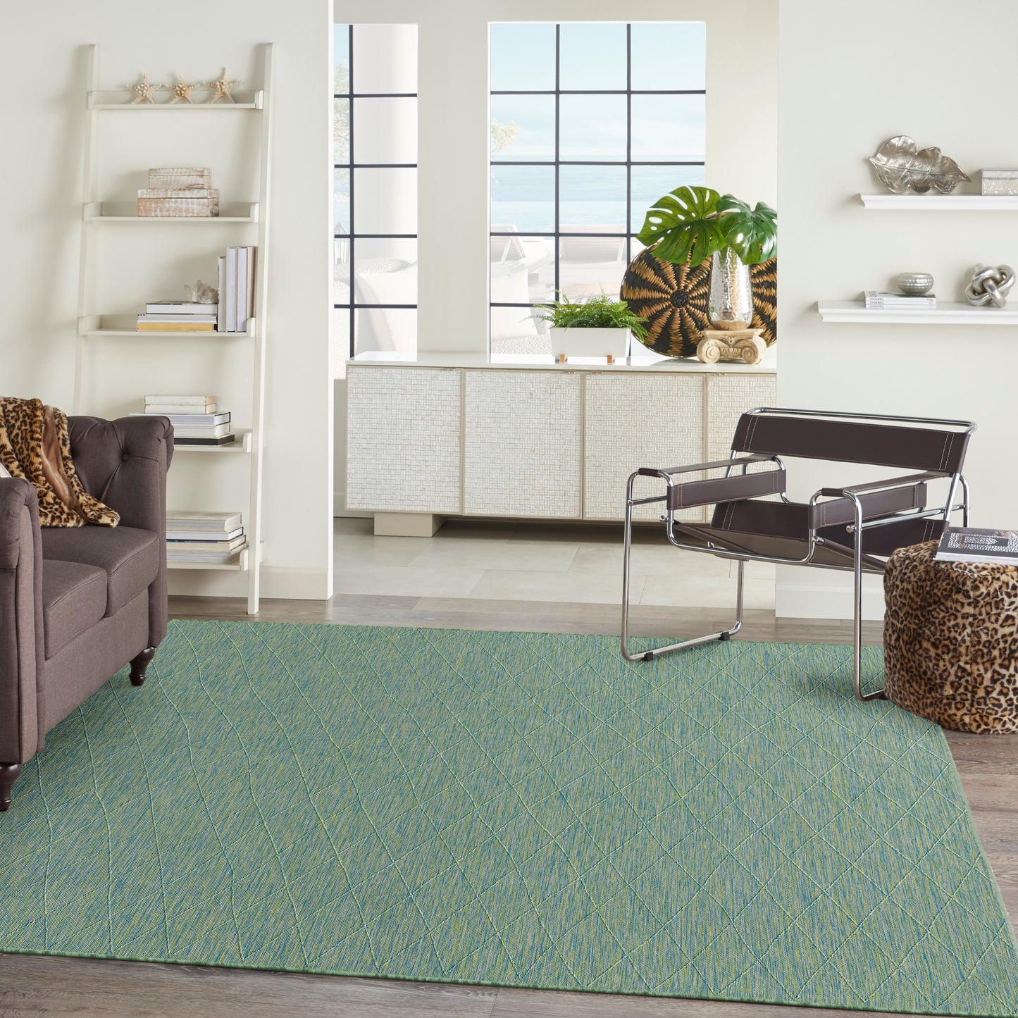 Nourison Washable Solutions 9' x 12' Blue/Green Modern Rug