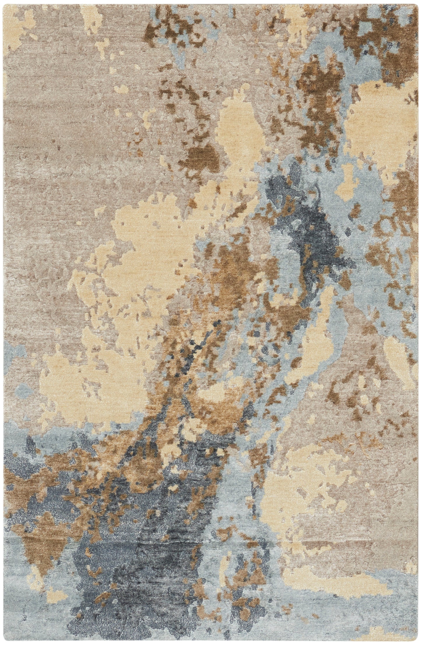 Nourison Silk Shadows 3'9" x 5'9" Beige Blue Modern Indoor Rug