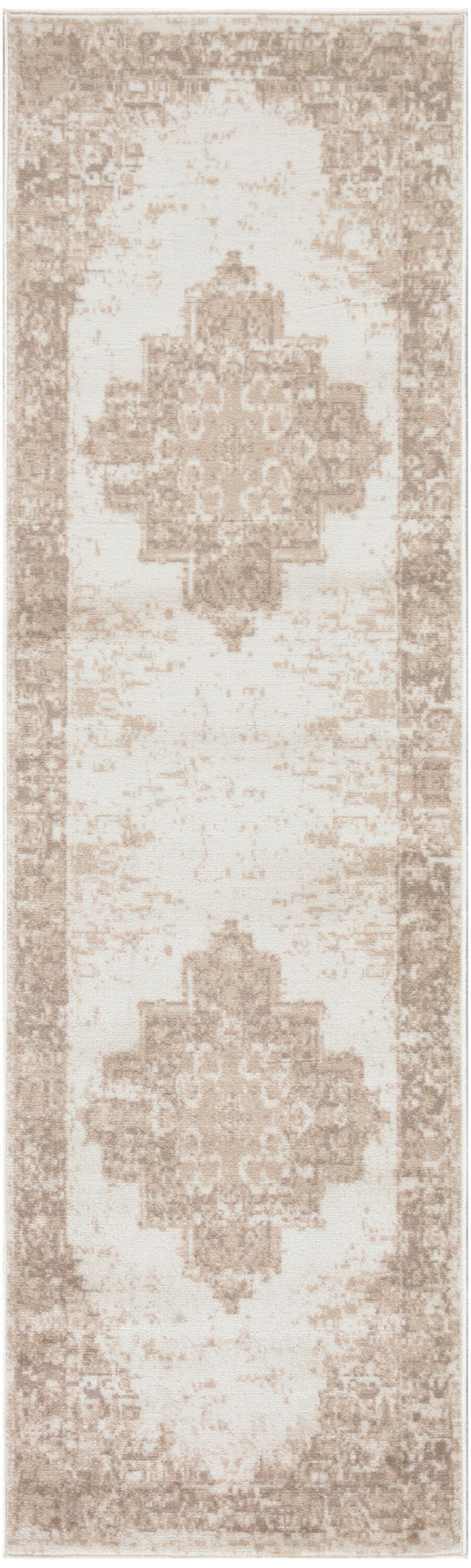 Nourison Grafix 2'3" x 12' Ivory Beige Vintage Indoor Rug