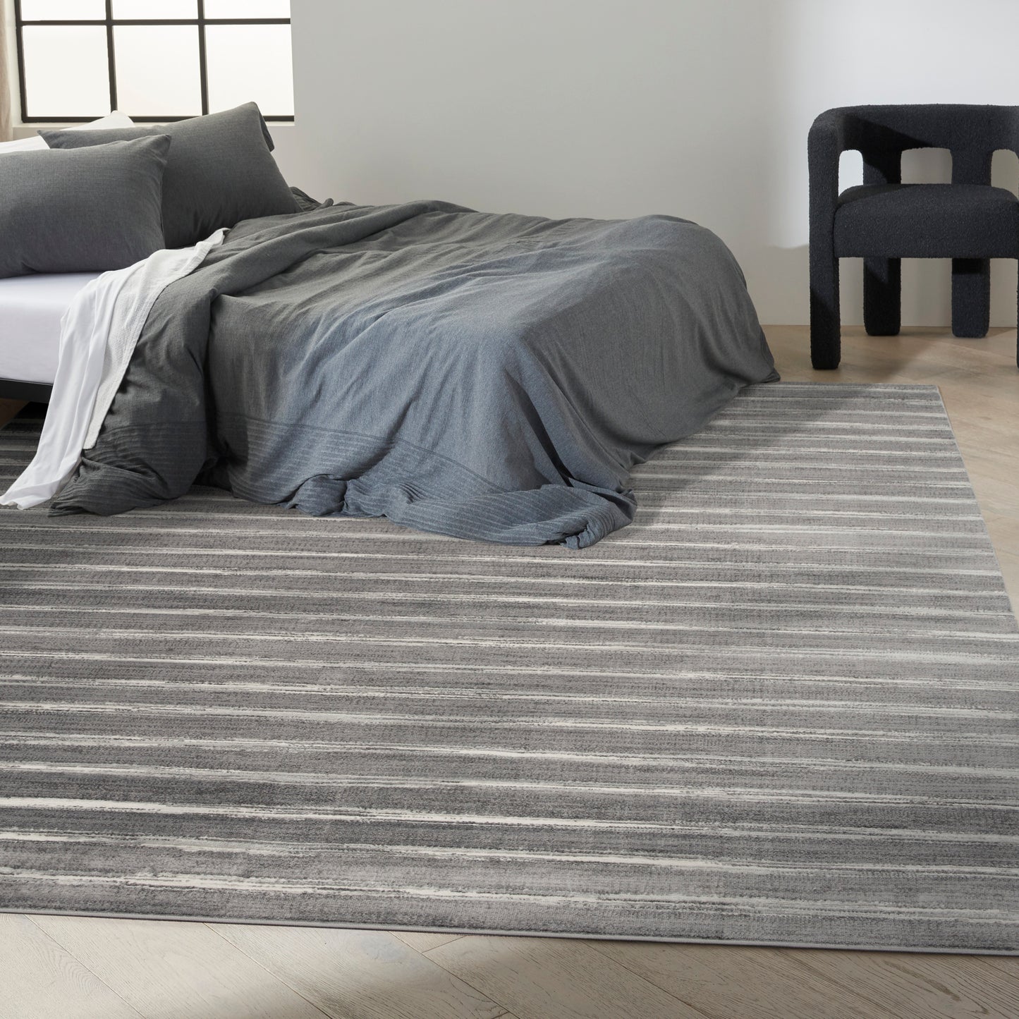 Calvin Klein CK011 Verdant 7'10" x 9'10" Charcoal Ivory Modern Indoor Rug