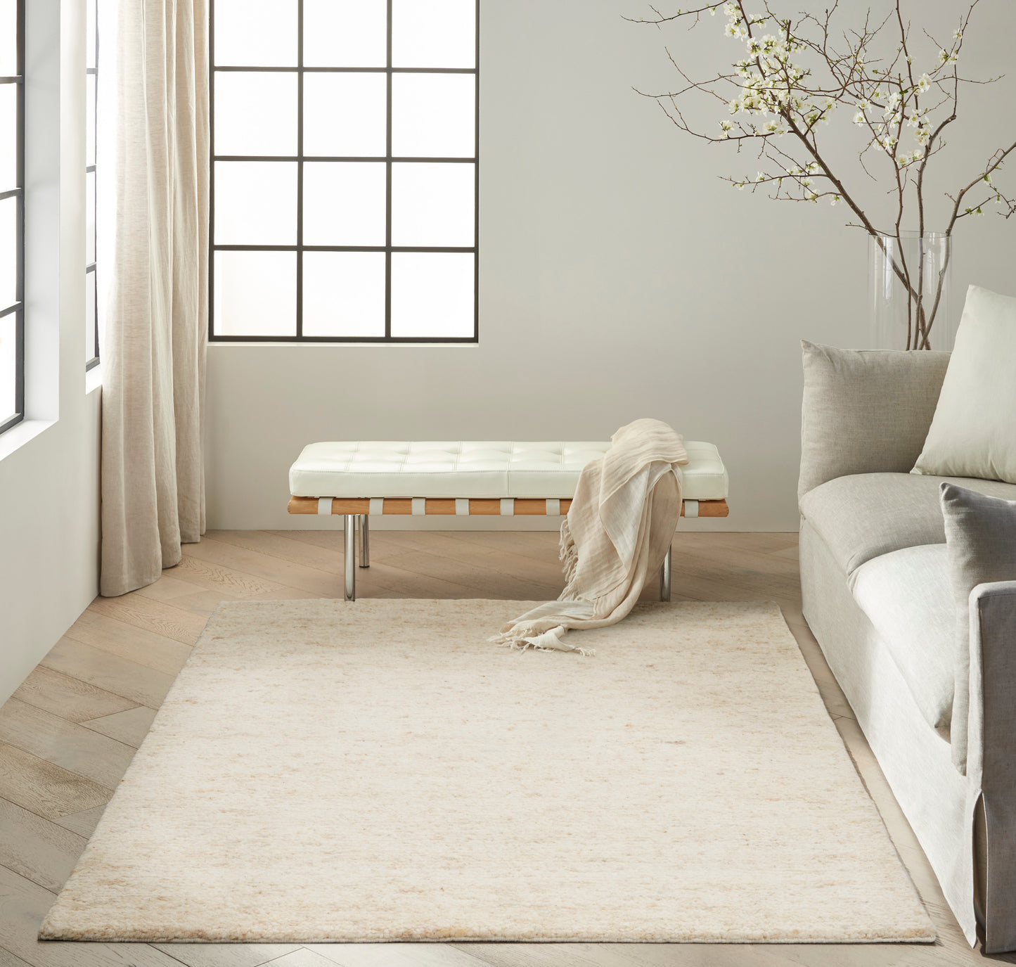 Calvin Klein CK042 Billows 5'3" x 7'3" Ivory Beige Modern Indoor Rug