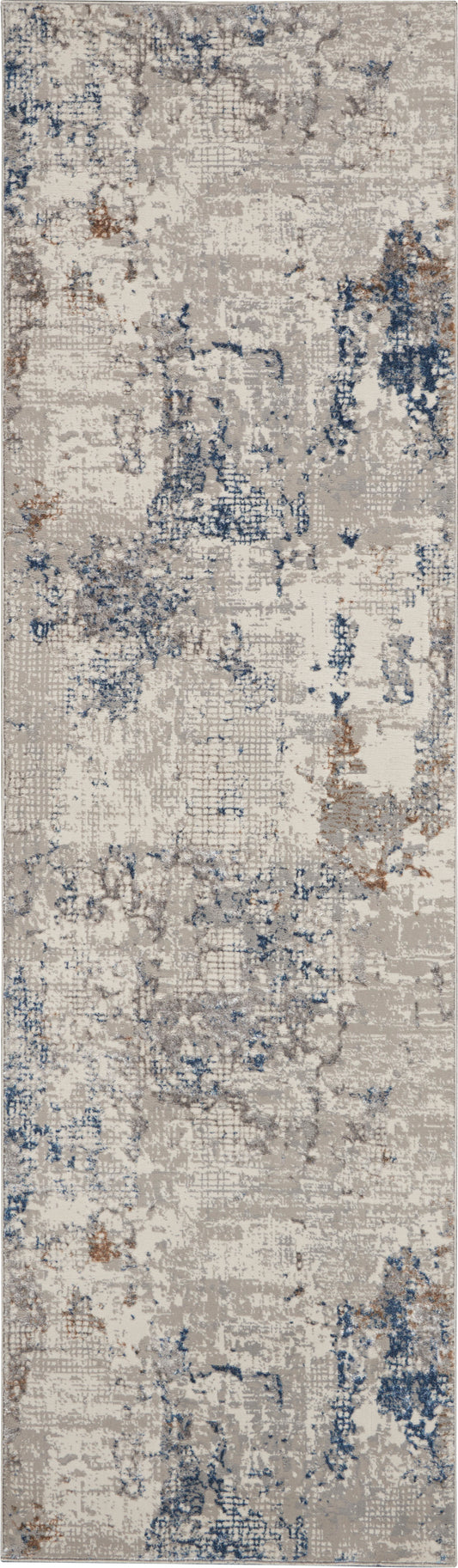 Nourison Royal Terrace 2'2" x 7'6" White Blue Modern Indoor Rug