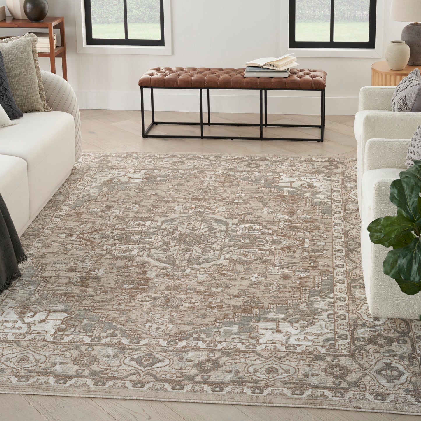 Nourison Quarry 7'10" x 9'10" Beige Vintage Indoor Rug