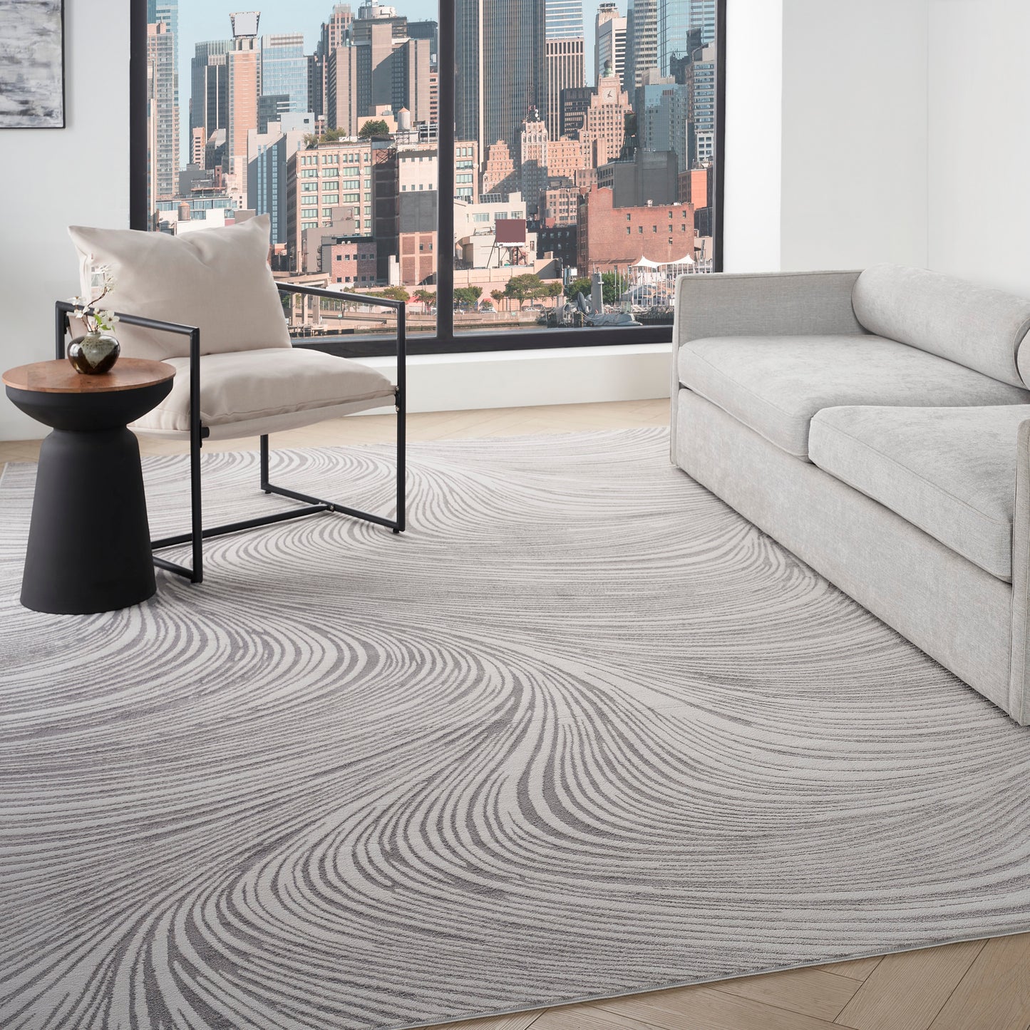 DKNY Central Park West 9' x 12' Grey Modern Indoor Rug