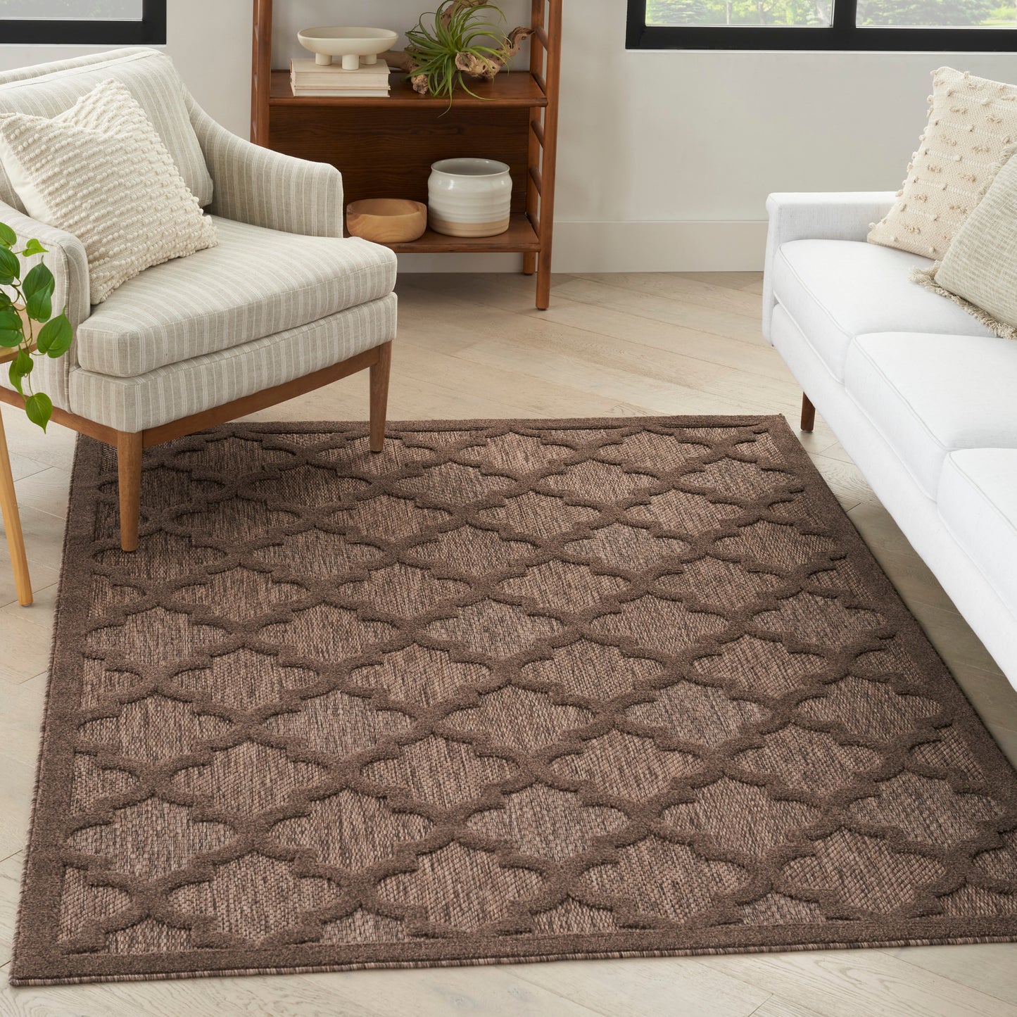 Nourison Easy Care 4' x 6' Brown Modern Rug