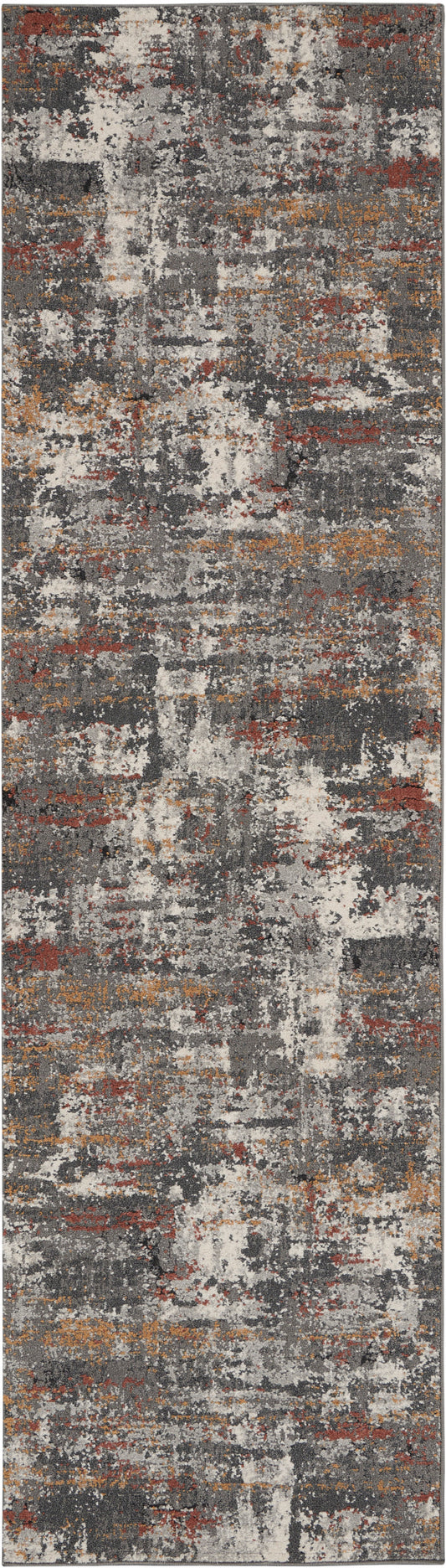 Nourison Tangra 2'2" x 7'6" Grey/Multi Modern Indoor Rug