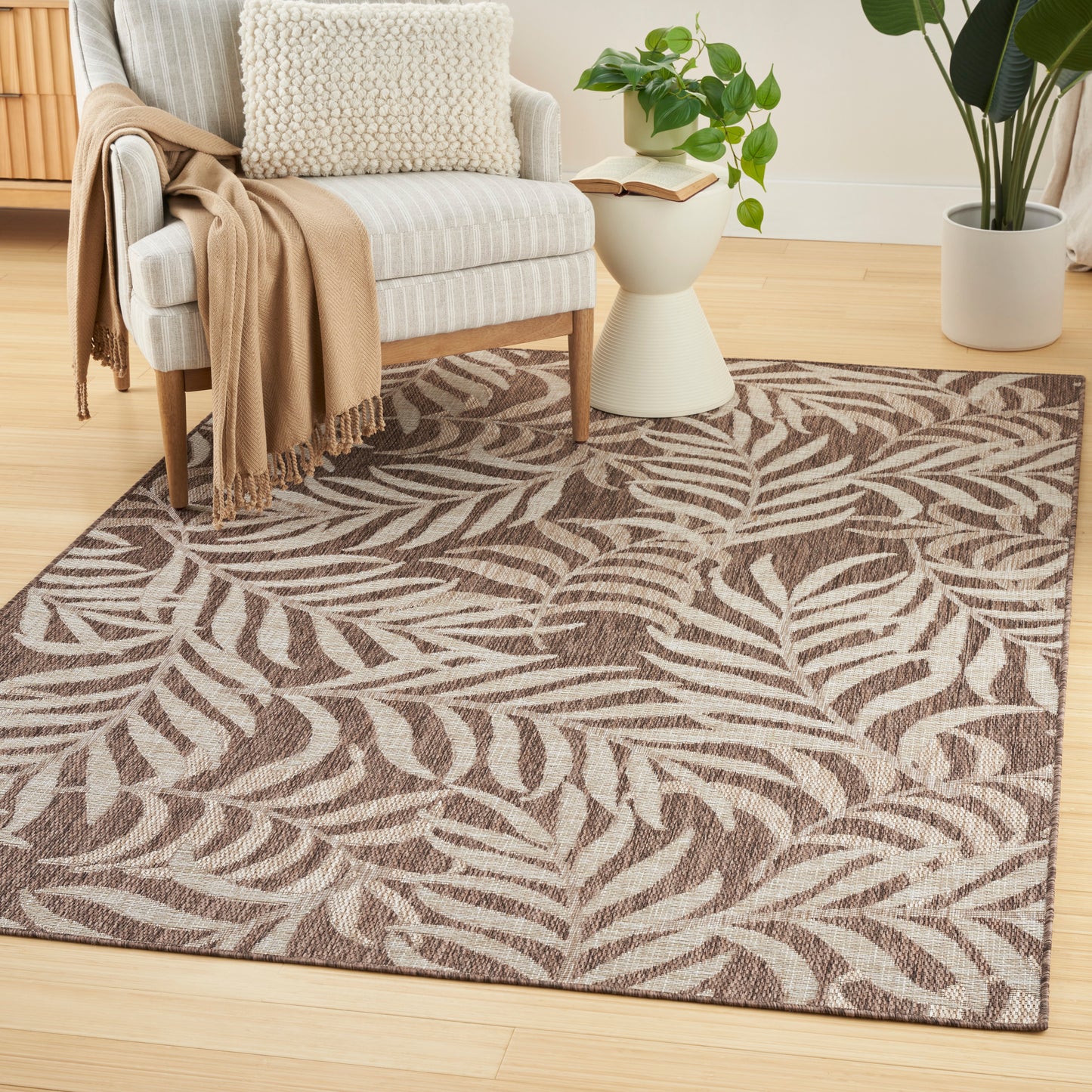 Nourison Garden Oasis 5' x 7' Mocha Tropical Rug