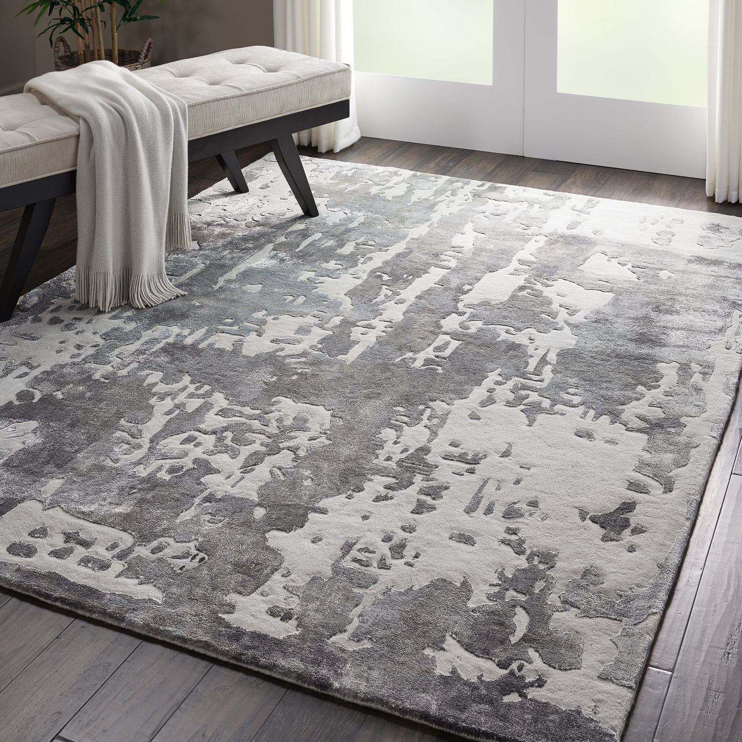 Nourison Prismatic 5'6" x 7'5" Silver Grey Modern Indoor Rug