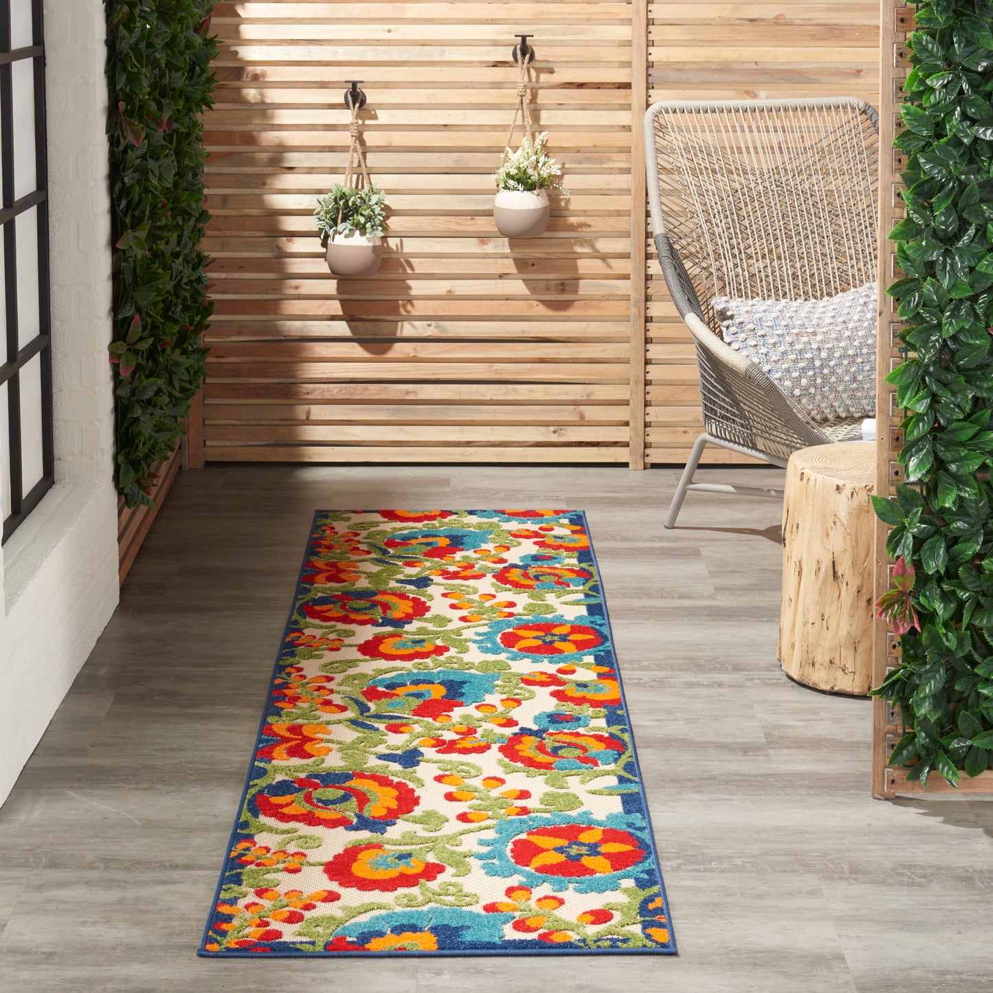 Nourison Aloha 2'3" x 8' Multicolor Farmhouse Rug