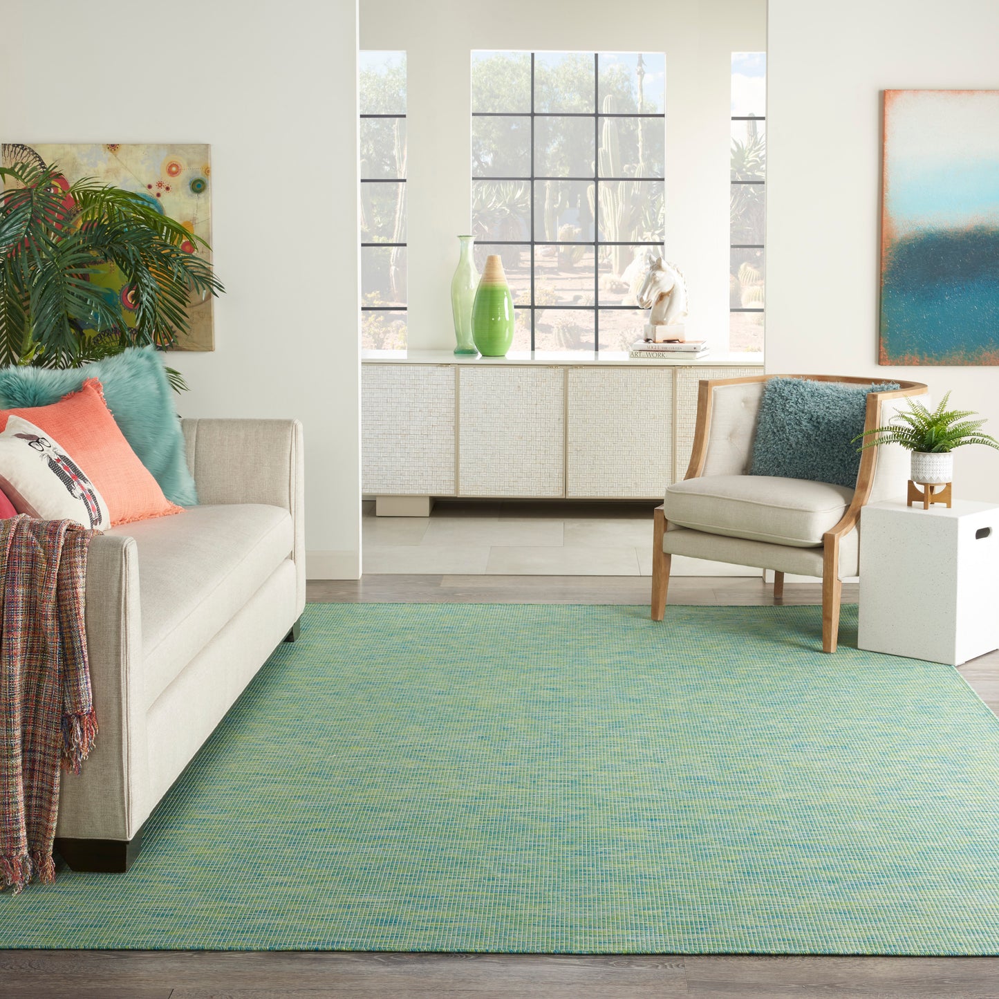 Nourison Positano 9' x 12' Blue Green Modern Rug