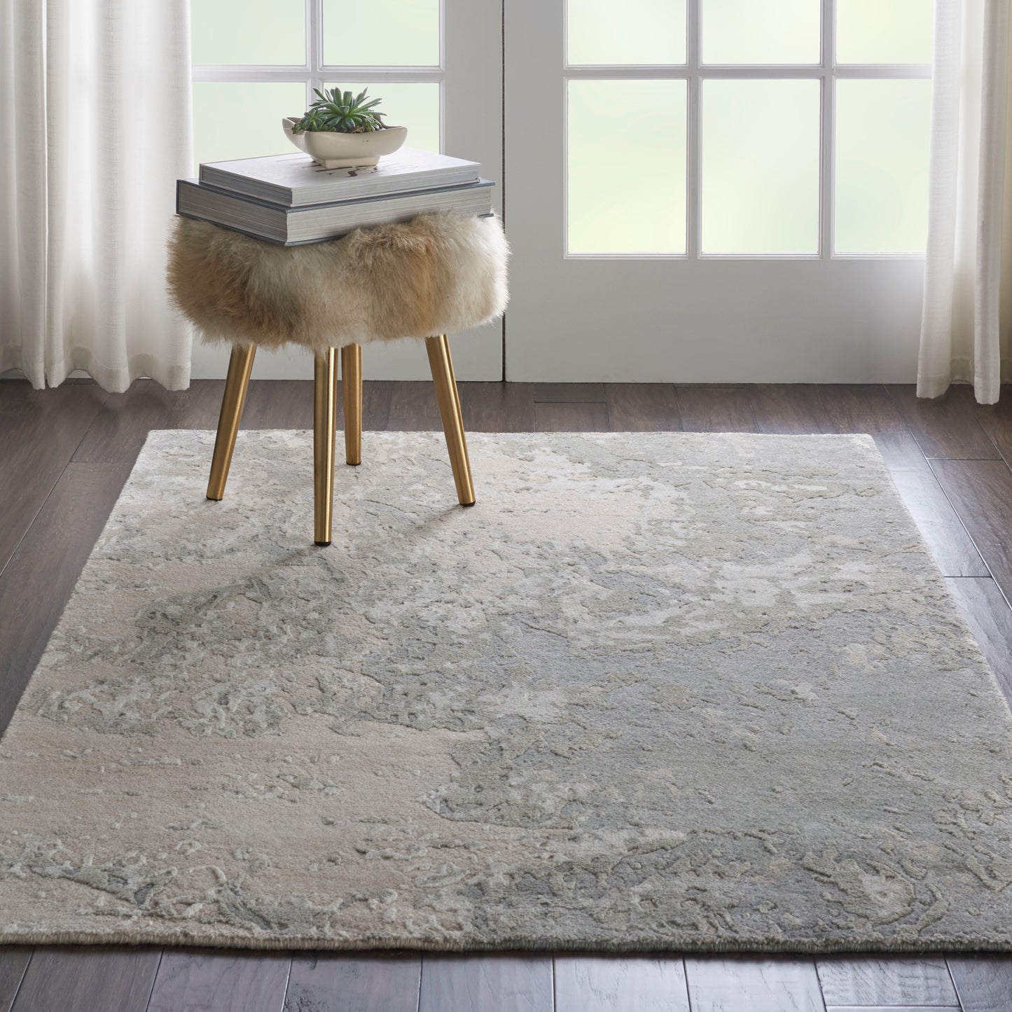 Nourison Silk Shadows 3'9" x 5'9" Sand Modern Indoor Rug