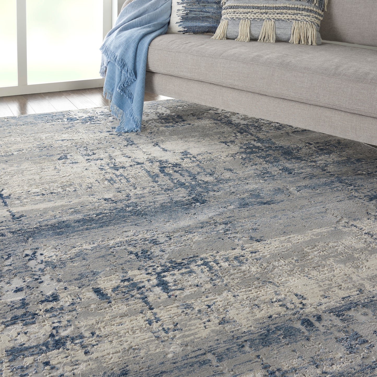 Nourison Rustic Textures 9'3" x 12'9" Ivory Blue Modern Indoor Rug